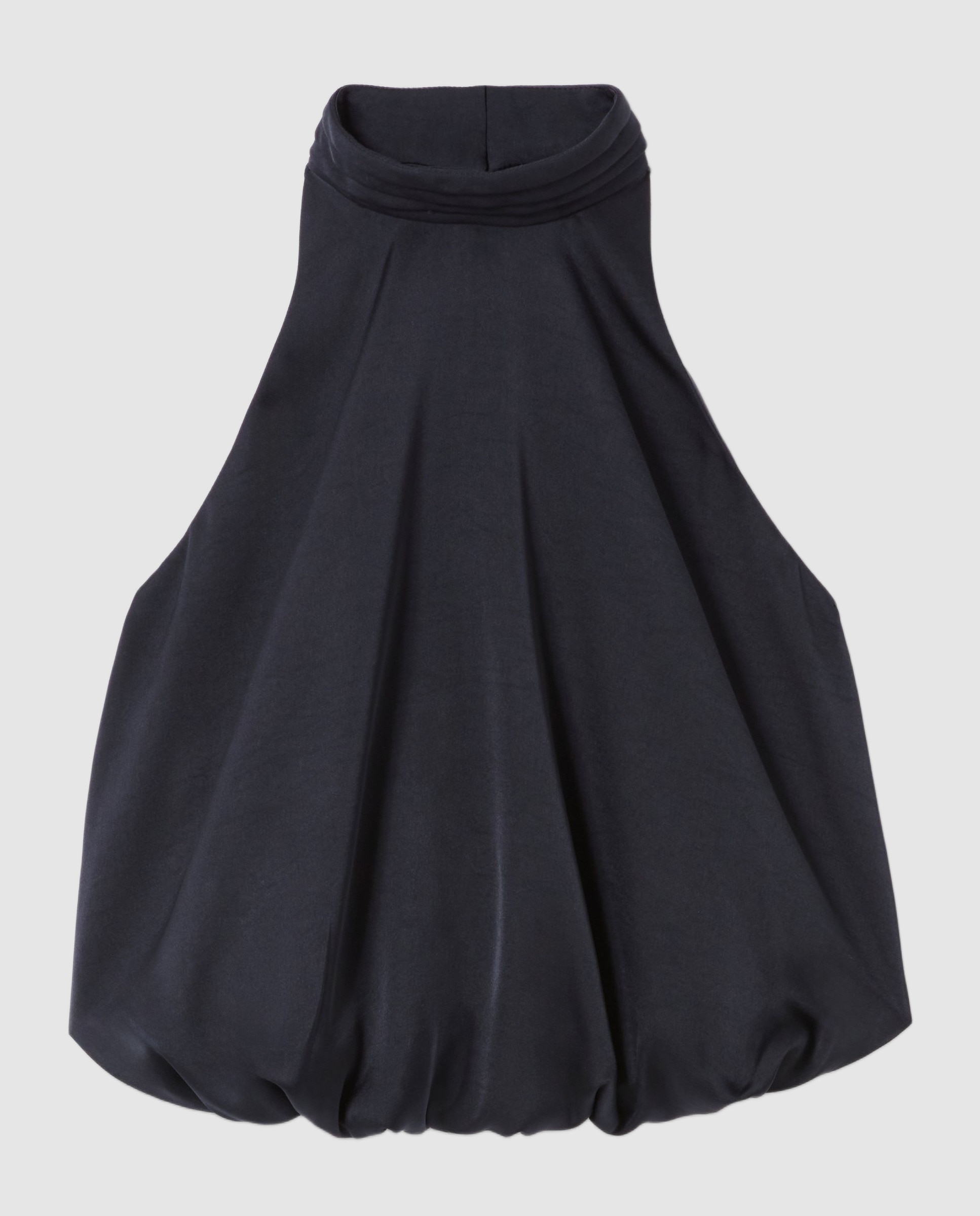 Top de mujer satinado con cuello alto plisado y espalda descubierta - Claudie Pierlot - Azul marino Azul marino-6
