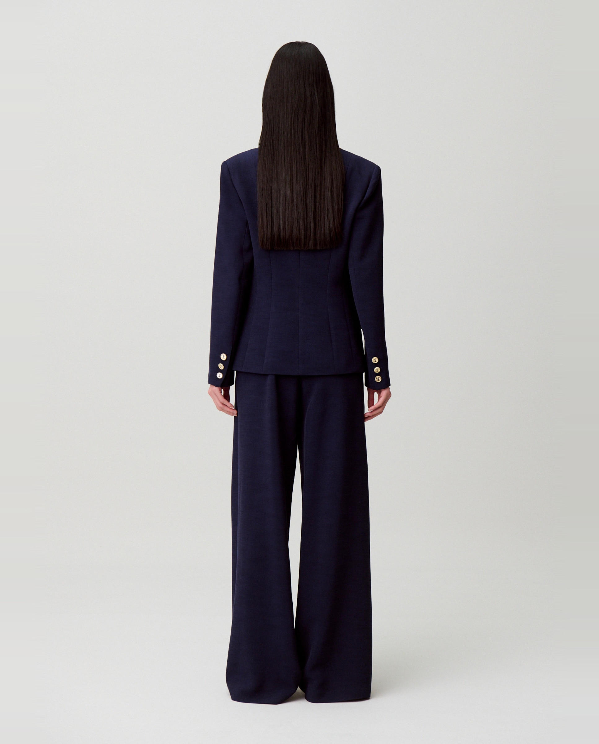 Blazer de mujer sastre entallado con botones marineros - Claudie Pierlot - Azul marino Azul marino-2