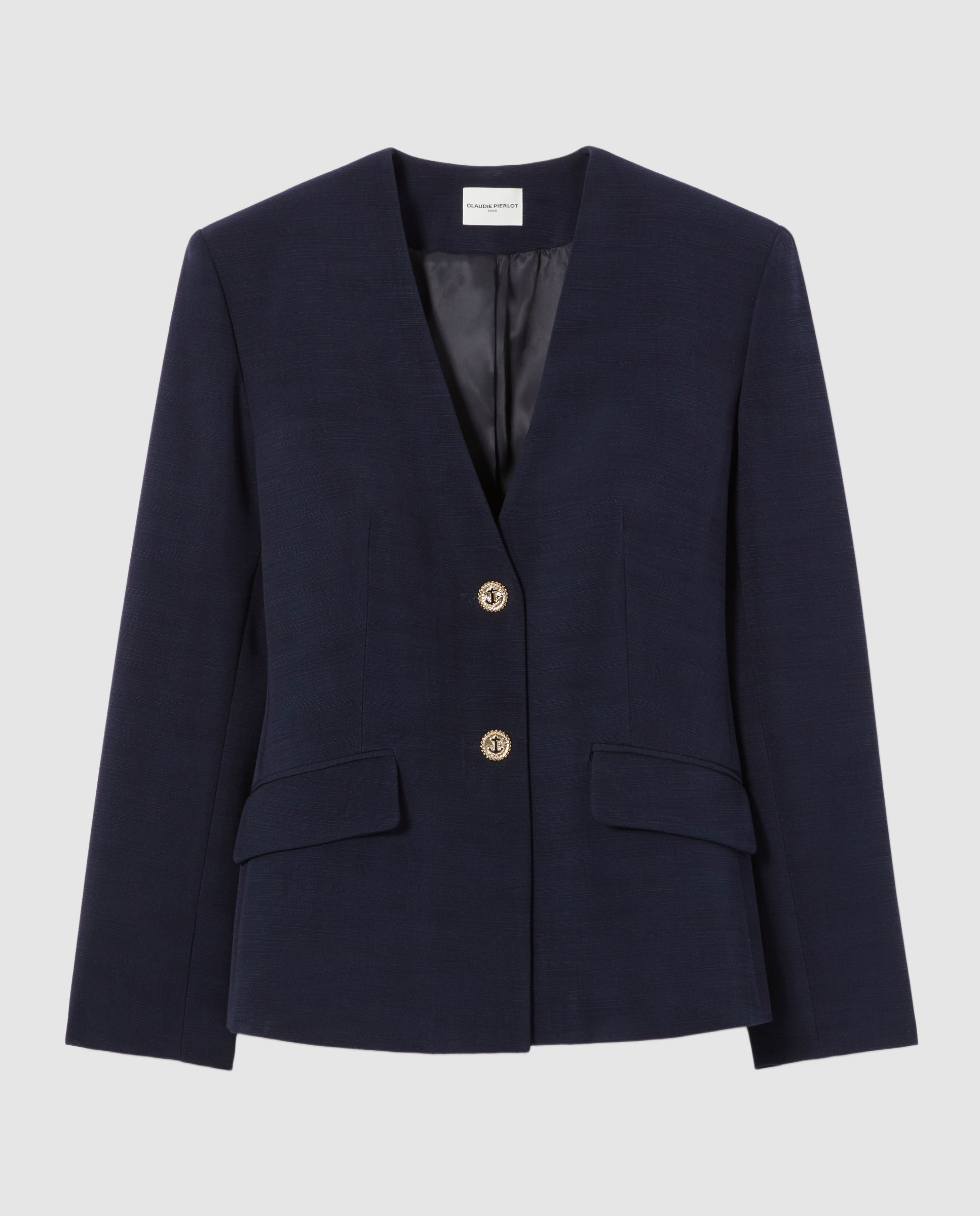 Blazer de mujer sastre entallado con botones marineros - Claudie Pierlot - Azul marino Azul marino-6