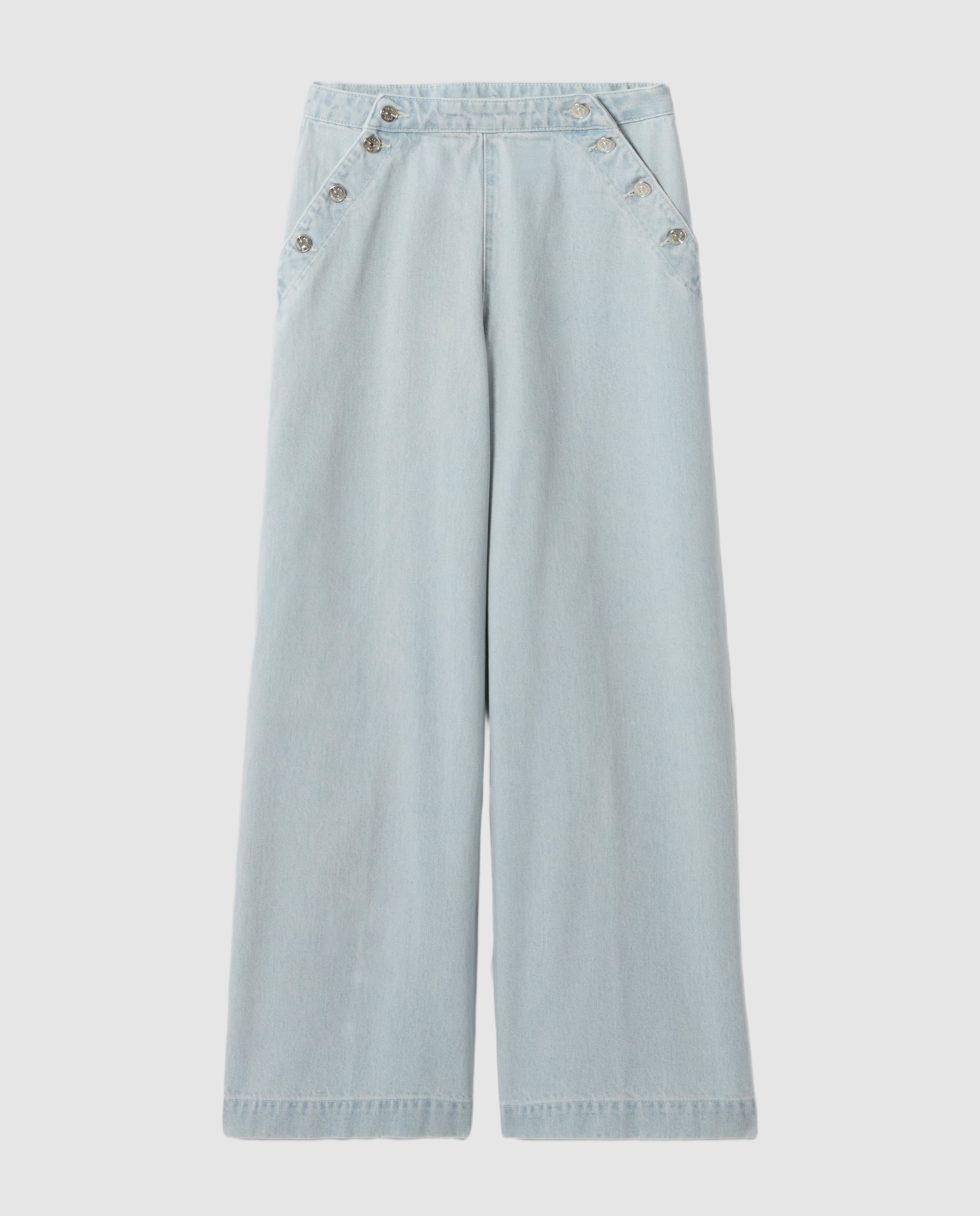 Vaquero de mujer con puente y pernera ancha de tiro normal - Claudie Pierlot - Azul claro Azul claro-6