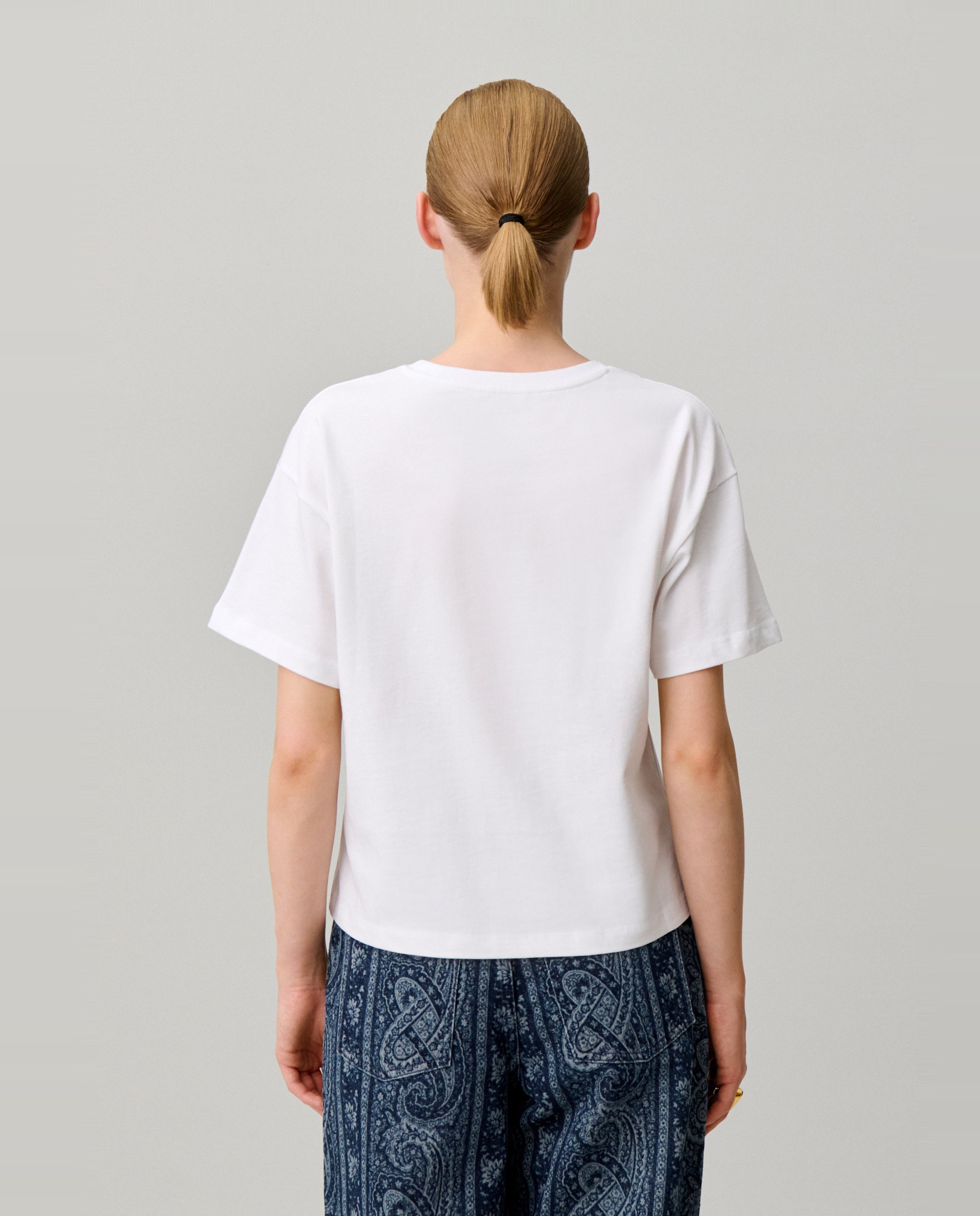 Camiseta de mujer ancha corta con algodón - Claudie Pierlot - Blanco Blanco-2