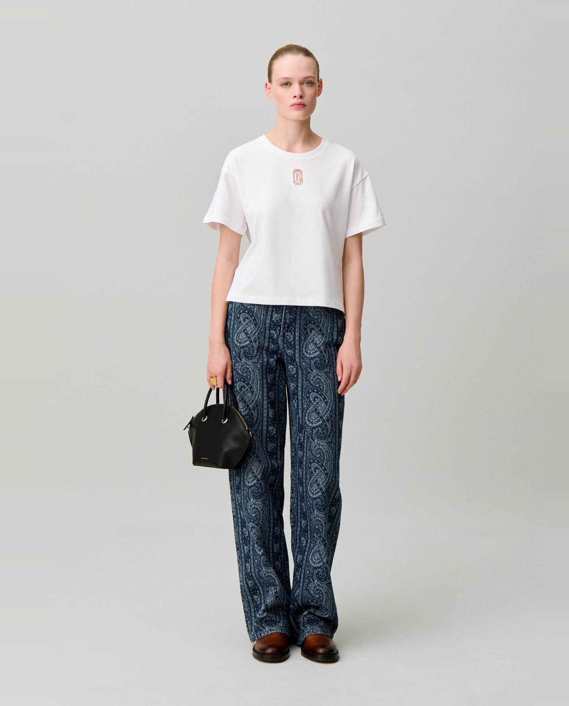 Camiseta de mujer ancha corta con algodón - Claudie Pierlot - Blanco Blanco-4