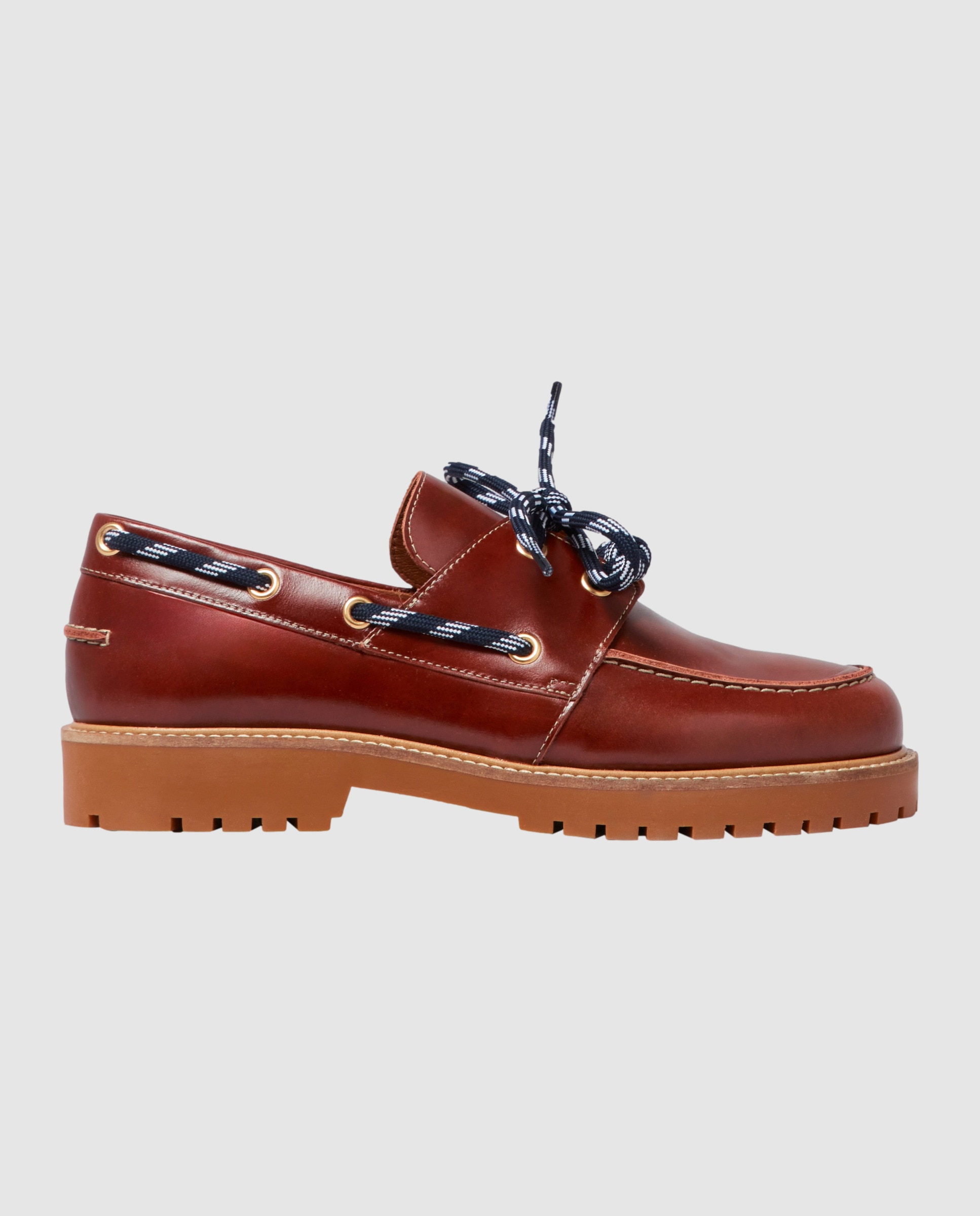 Claudie Pierlot - Mocasines planos de mujer de piel lisa con cordones estilo montaña.