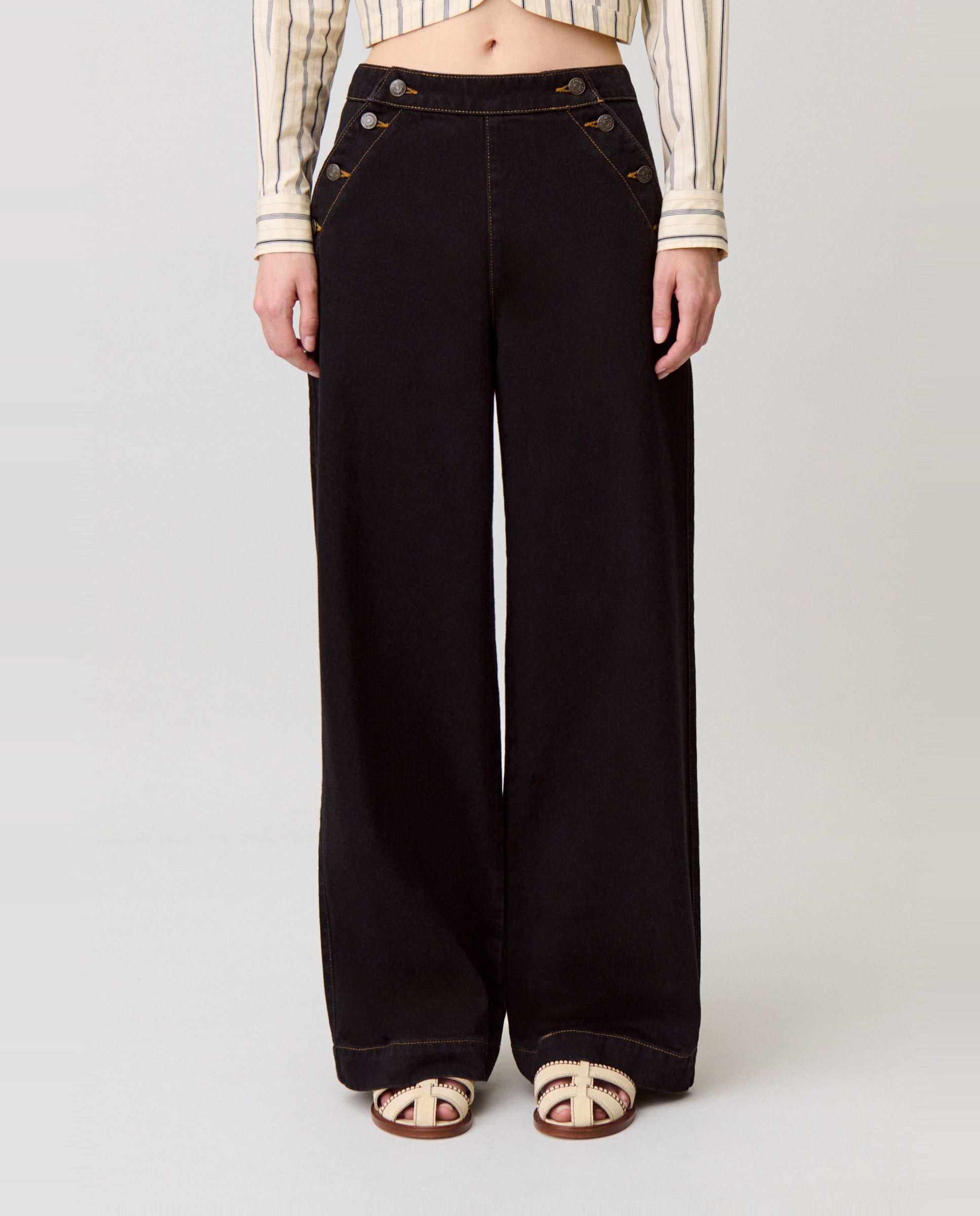 Vaquero ancho de mujer marinero - Claudie Pierlot - Negro Negro-2