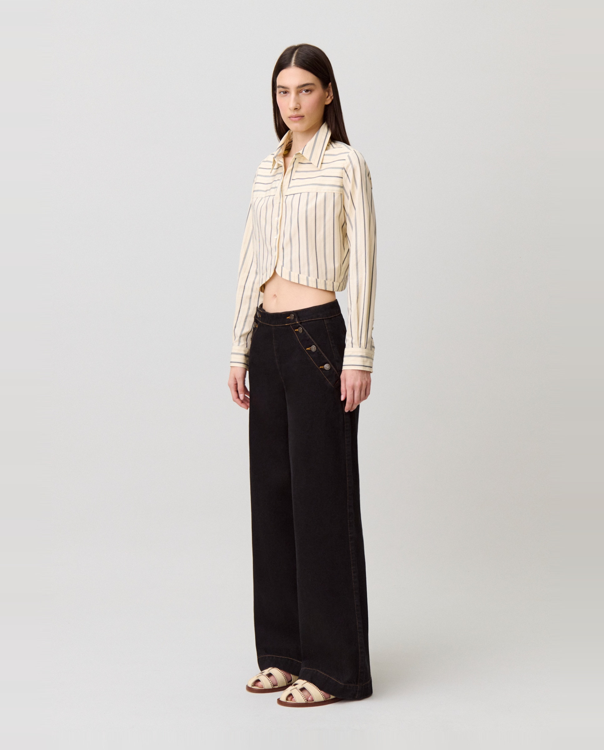 Vaquero ancho de mujer marinero - Claudie Pierlot - Negro Negro-4