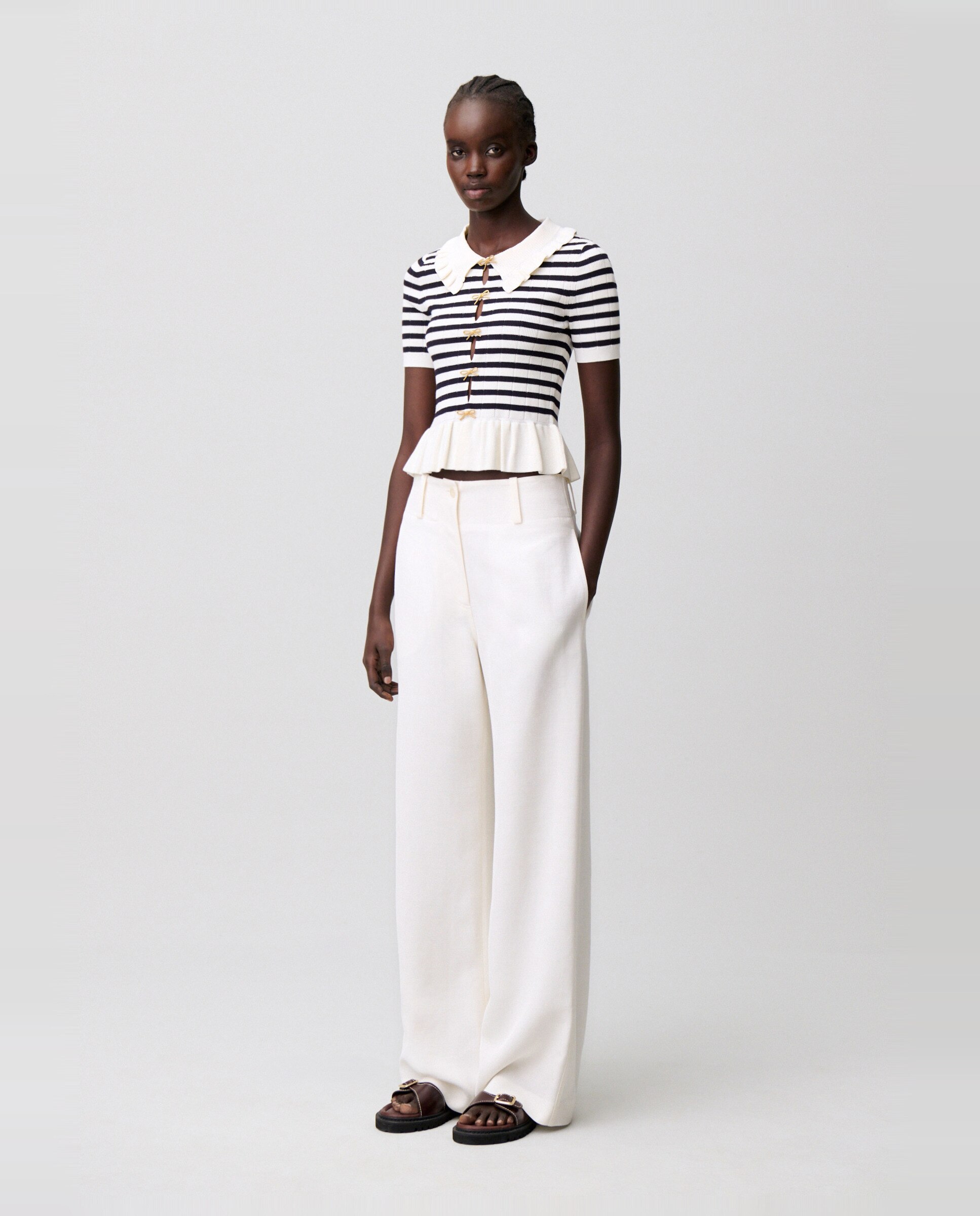 Jersey de mujer de rayas bicolor y manga corta - Claudie Pierlot - Multicolor Multicolor-3