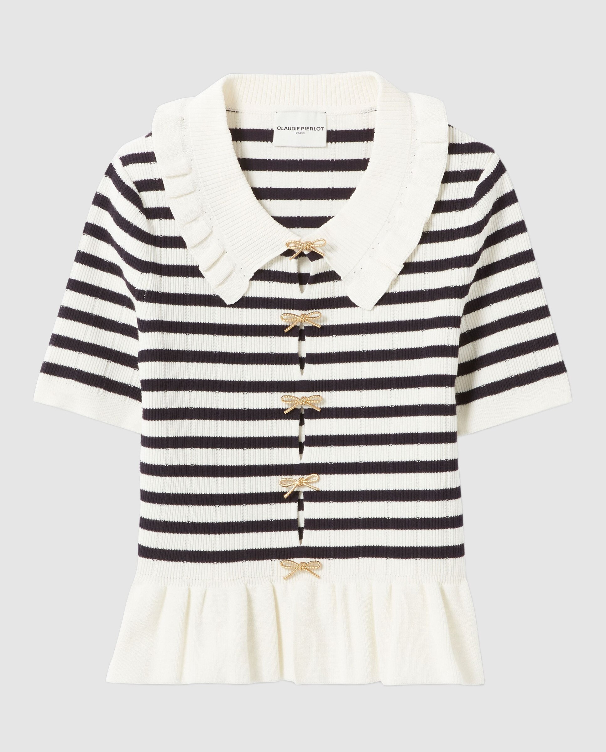 Jersey de mujer de rayas bicolor y manga corta - Claudie Pierlot - Multicolor Multicolor-5