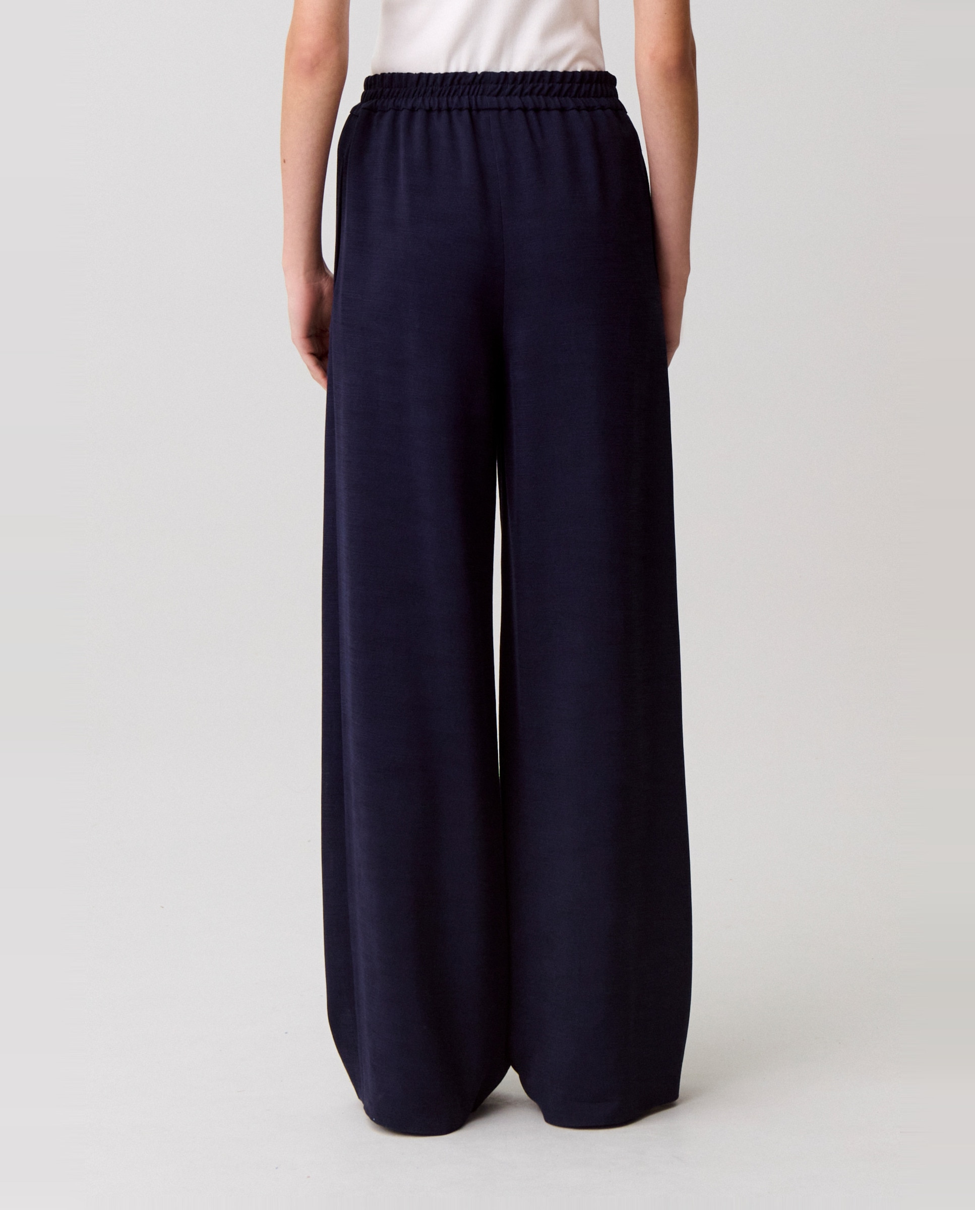 Pantalones anchos de mujer fluidos de pernera ancha - Claudie Pierlot - Azul marino Azul marino-3