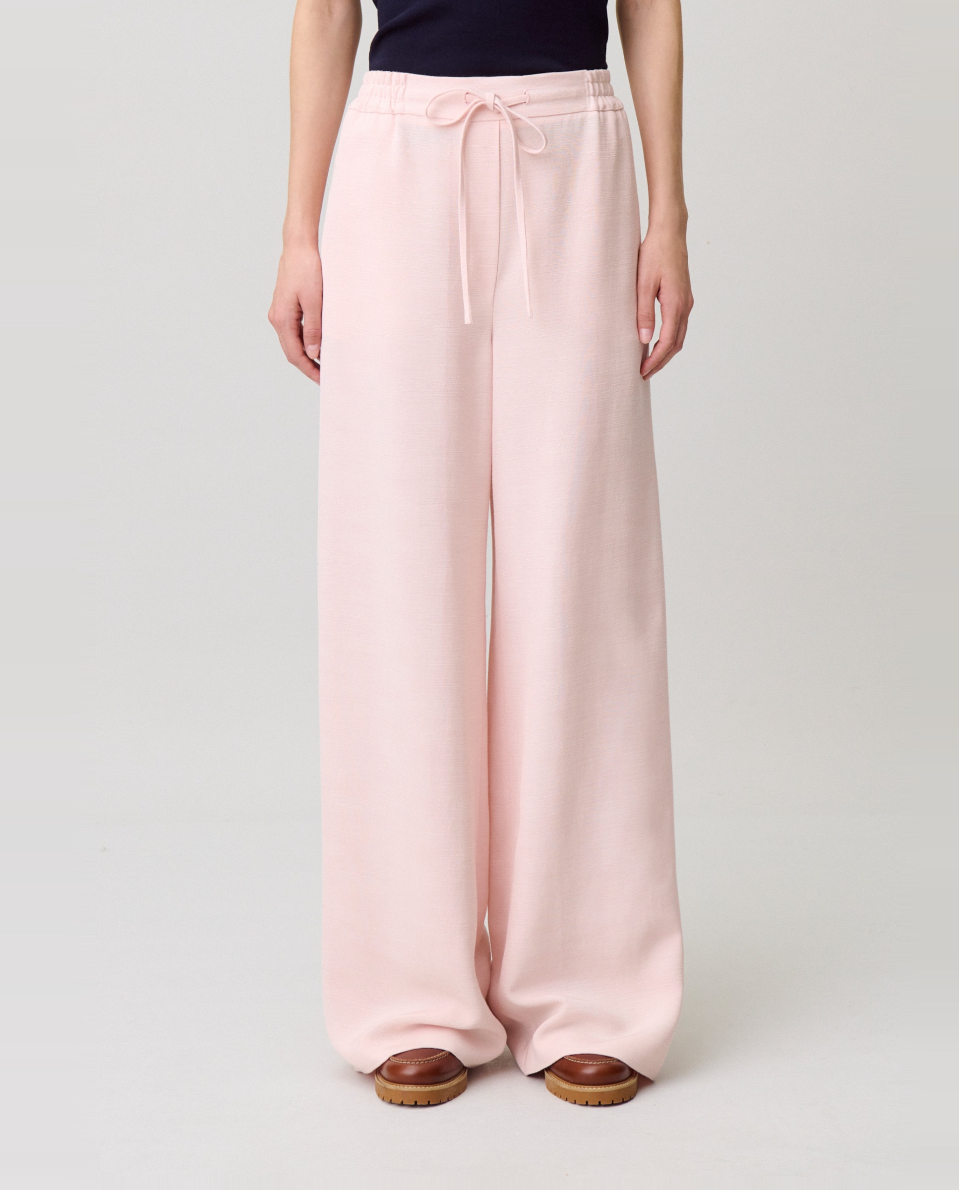 Pantalones anchos de mujer fluidos de pernera ancha - Claudie Pierlot - Rosa claro Rosa claro-2