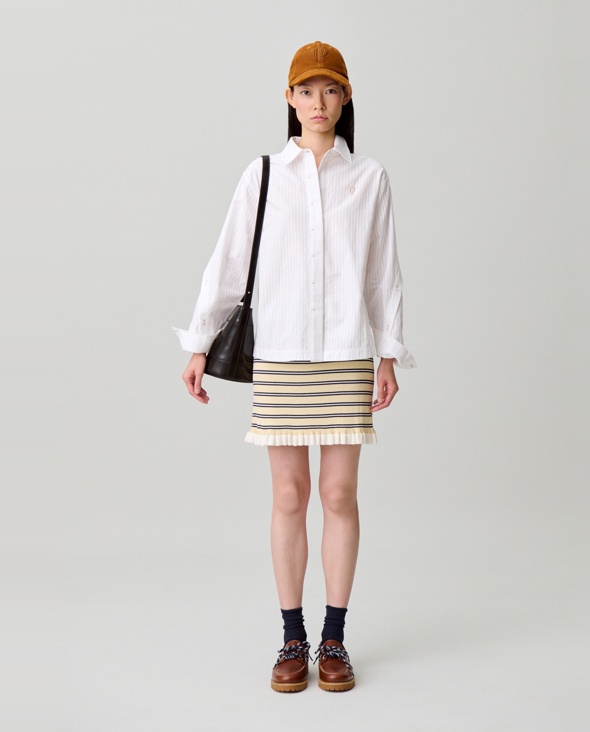 Camisa de mujer oversize de popelín con rayas tono sobre tono - Claudie Pierlot - Blanco Blanco-4