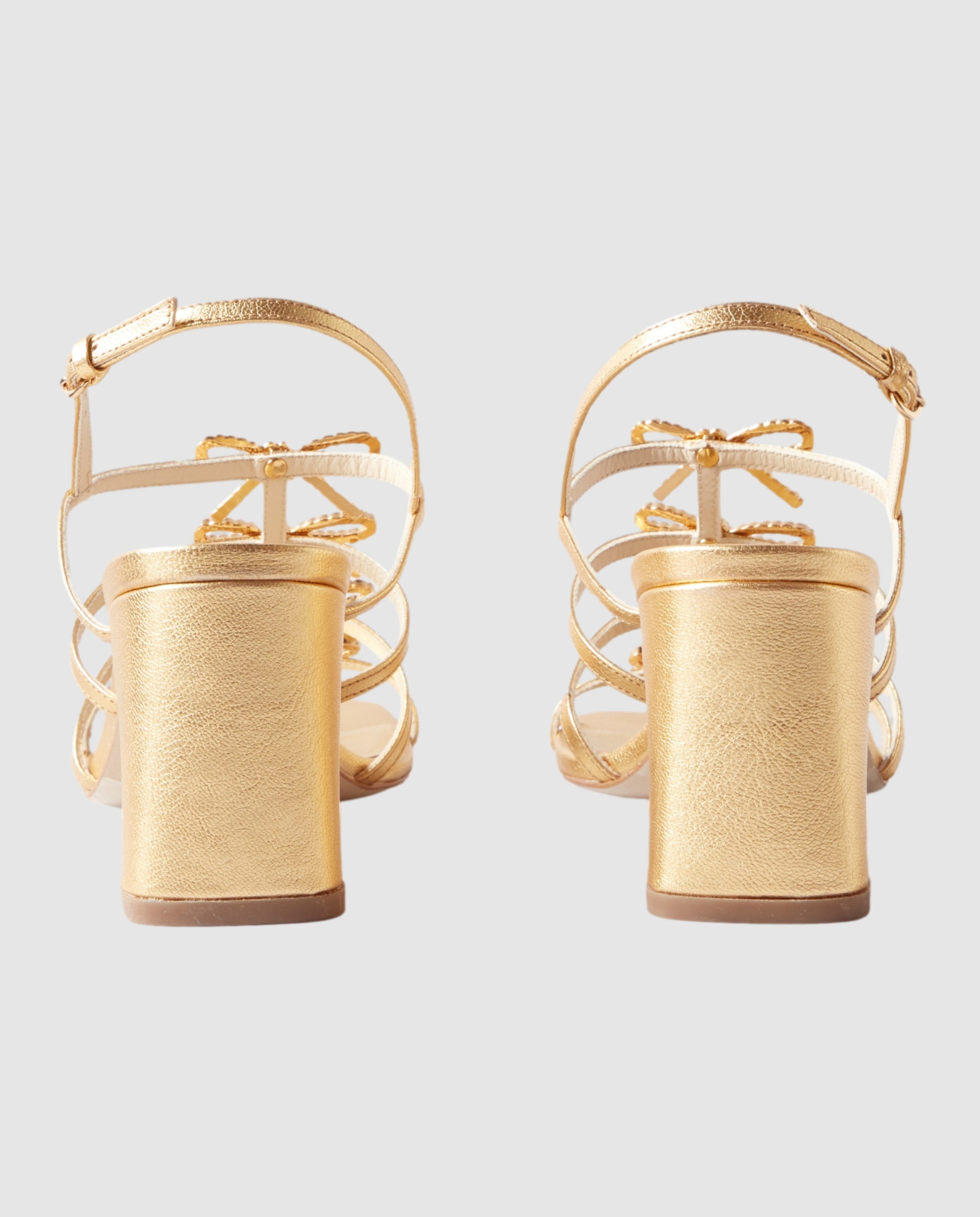 Sandalias de tacón de mujer de piel metalizada con joyas - Claudie Pierlot - Oro Oro-4