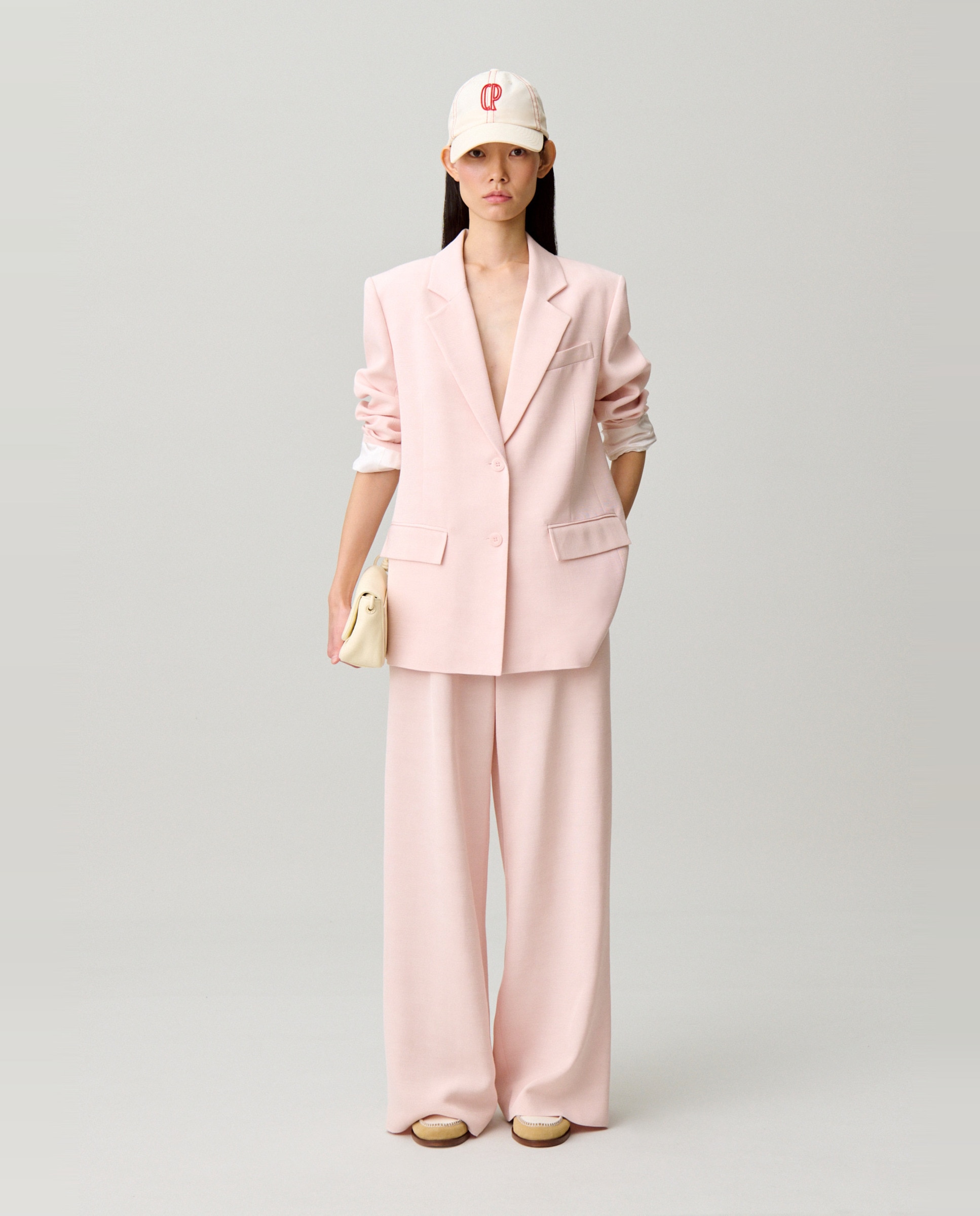 Blazer de mujer de sastre corte recto - Claudie Pierlot - Rosa claro Rosa claro-4