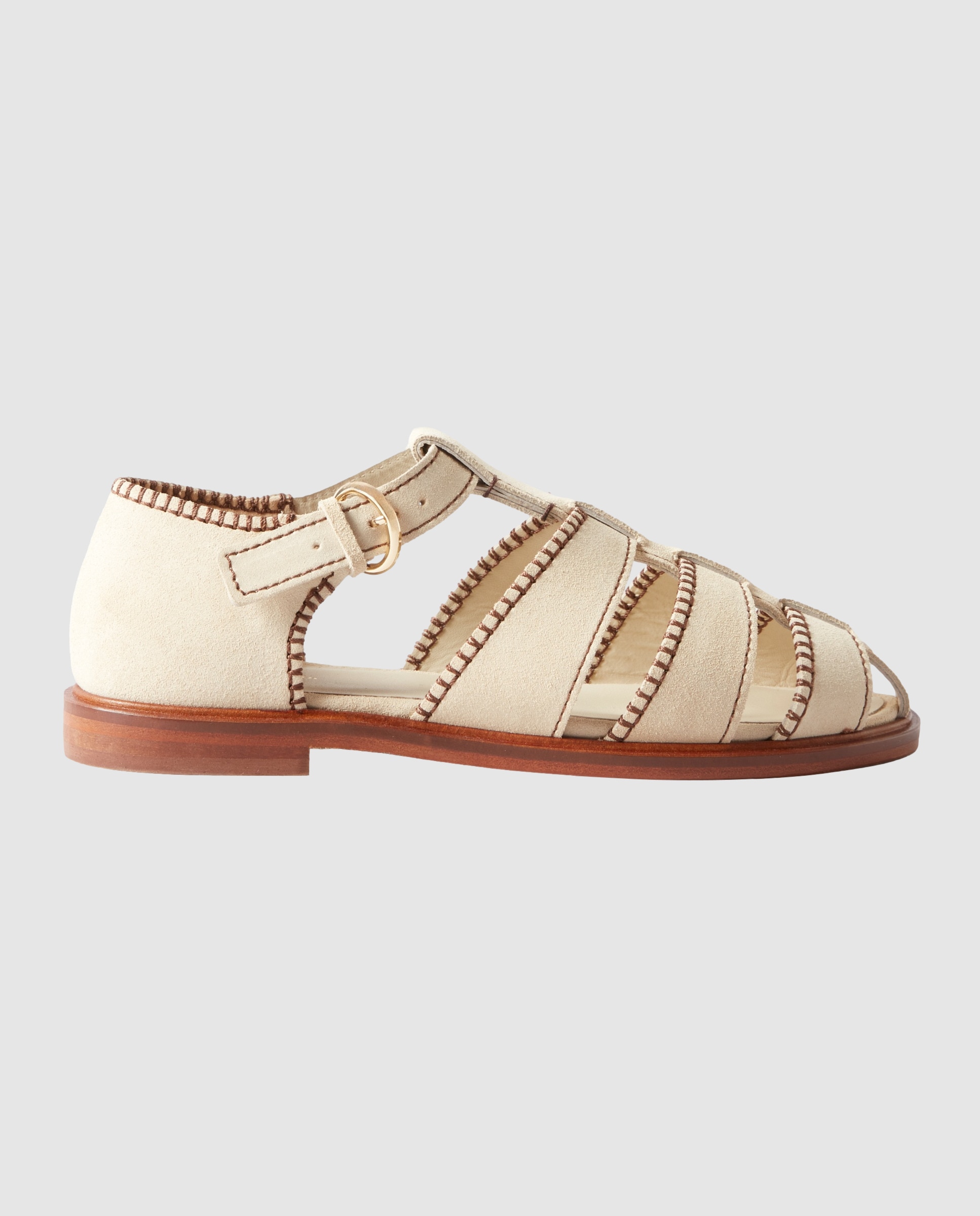 Claudie Pierlot - Sandalias romanas de mujer de ante y cangrejeras.