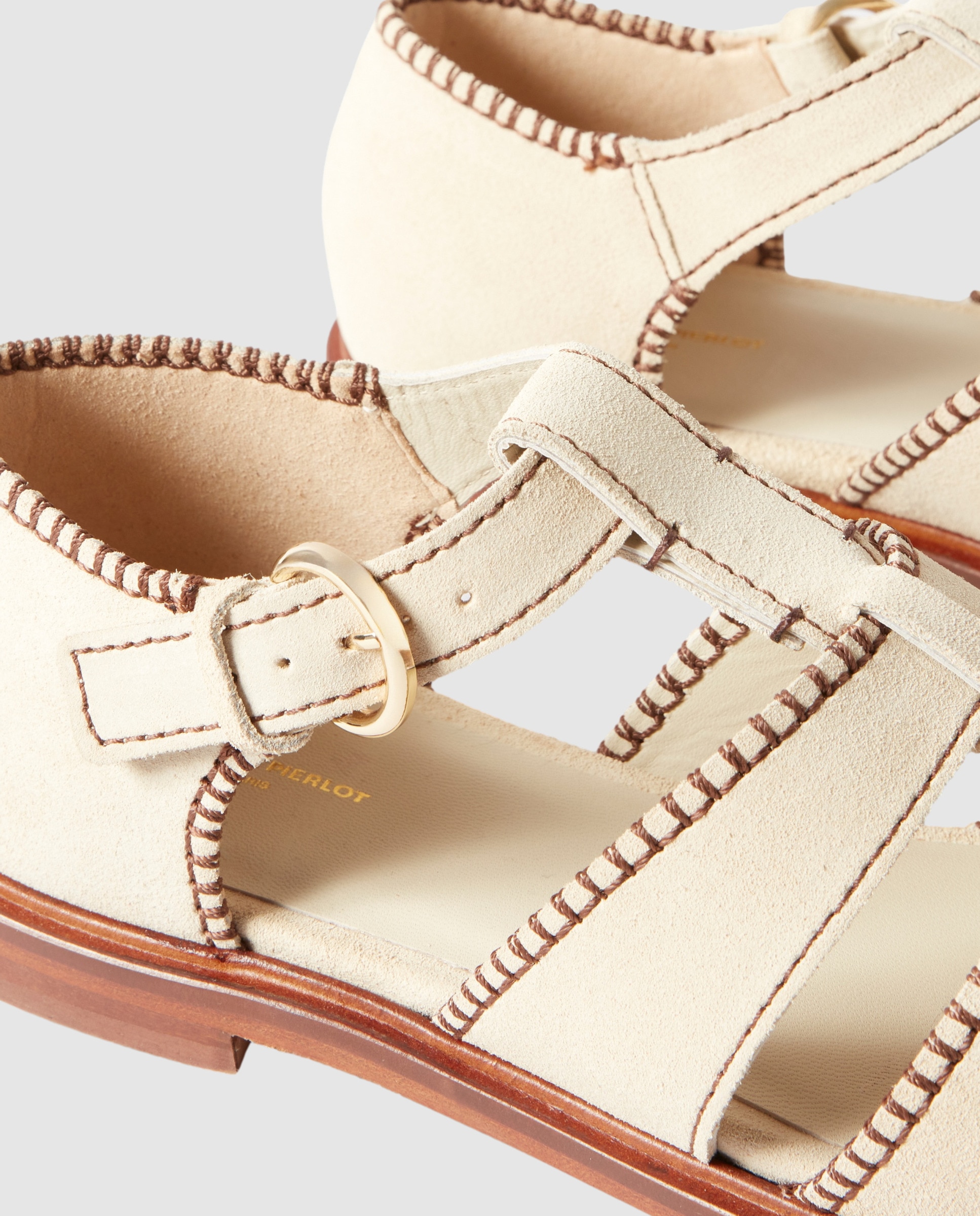 Sandalias romanas de mujer de ante y cangrejeras - Claudie Pierlot - Blanco Blanco-4