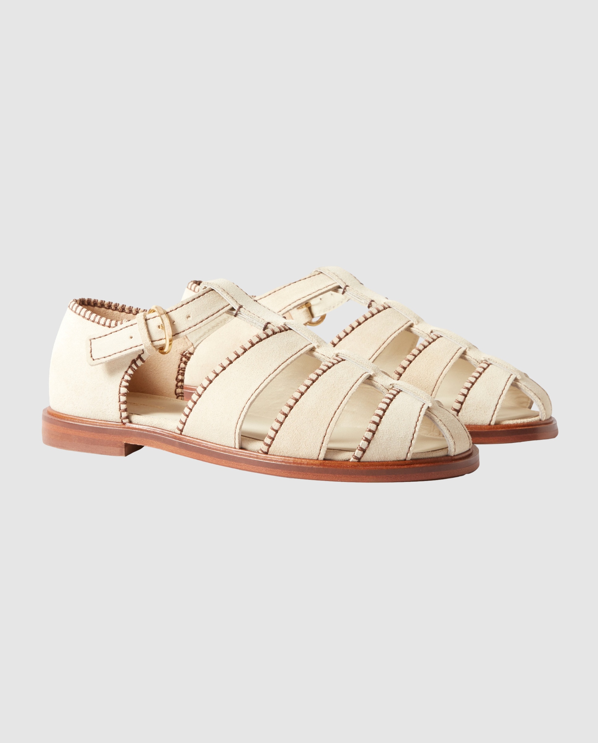 Sandalias romanas de mujer de ante y cangrejeras - Claudie Pierlot - Blanco Blanco-5