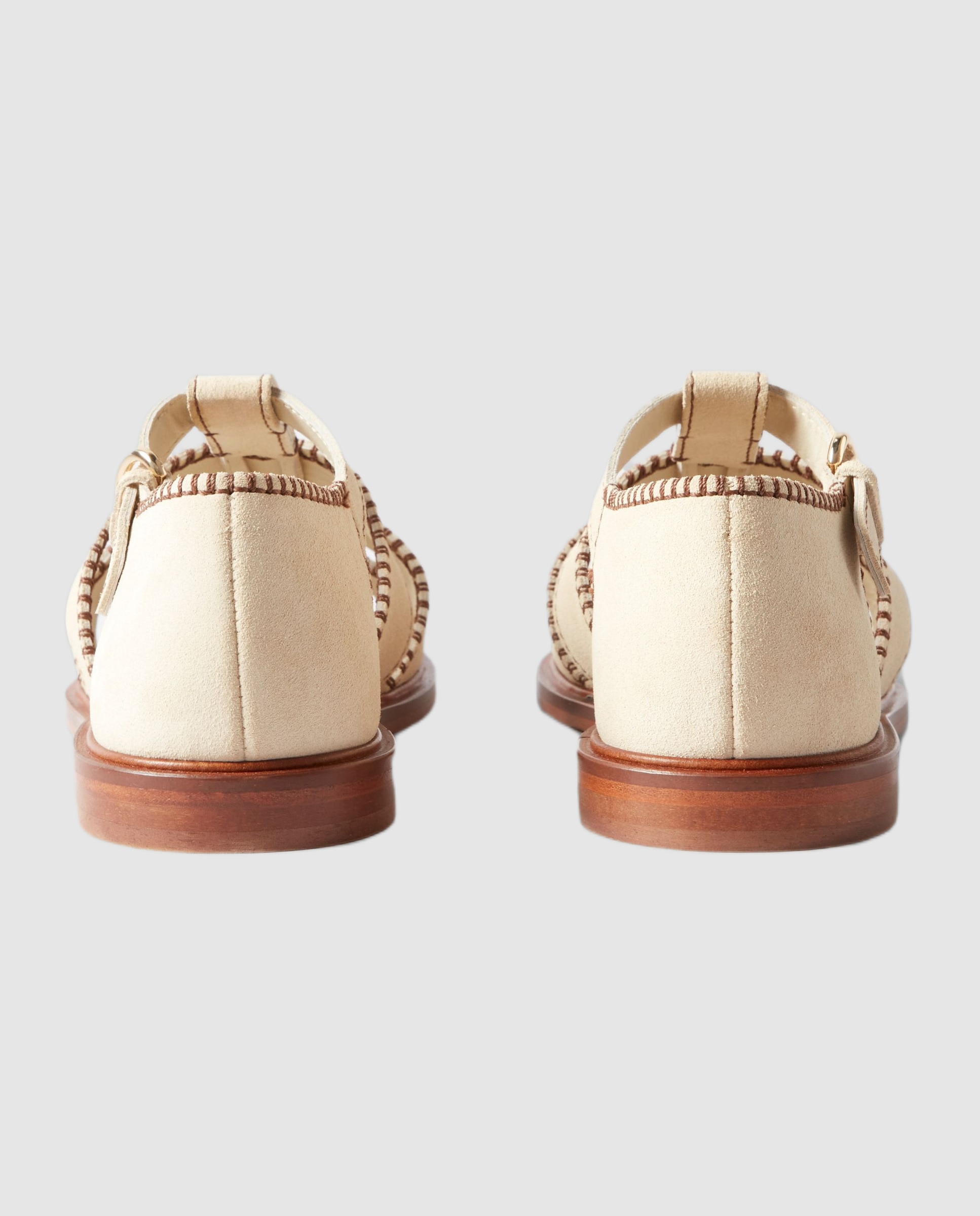 Sandalias romanas de mujer de ante y cangrejeras - Claudie Pierlot - Blanco Blanco-6