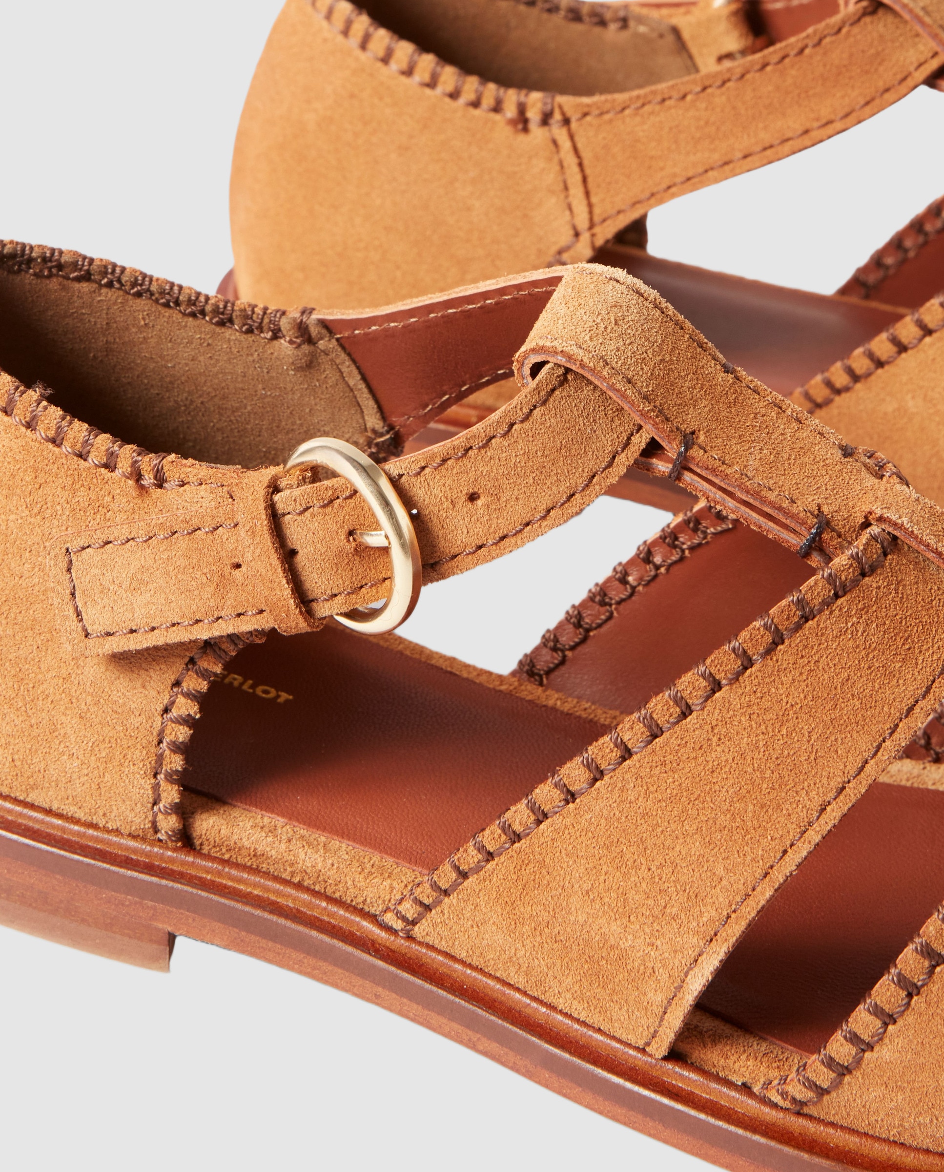 Sandalias romanas de mujer de ante y cangrejeras - Claudie Pierlot - Camel Camel-4