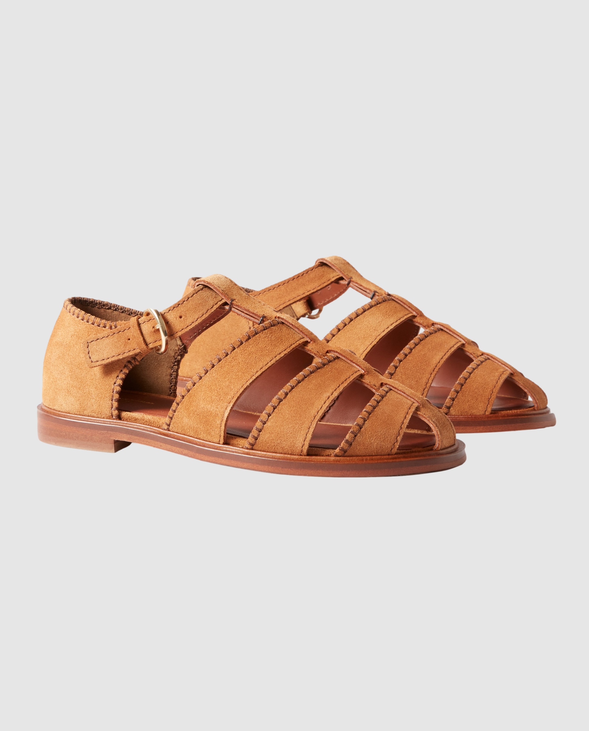 Sandalias romanas de mujer de ante y cangrejeras - Claudie Pierlot - Camel Camel-5