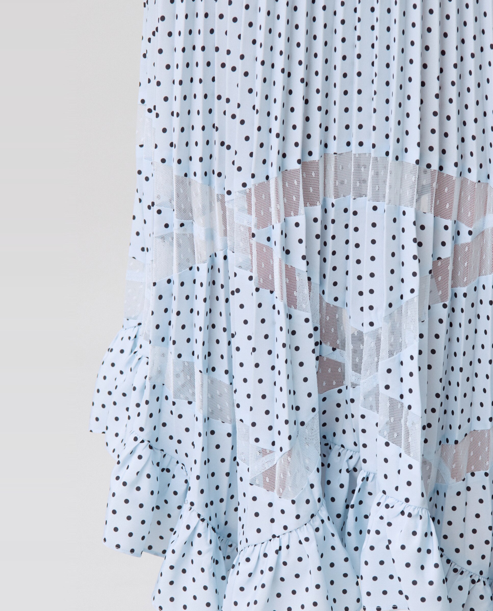 Falda midi plisada con lunares - Claudie Pierlot - Azul claro Azul claro-6