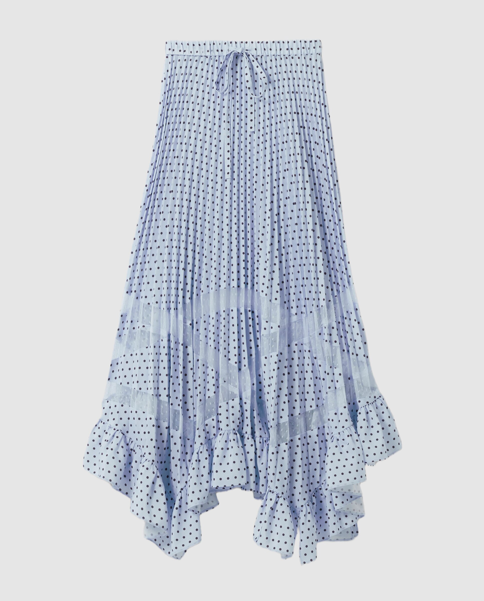 Falda midi plisada con lunares - Claudie Pierlot - Azul claro Azul claro-5