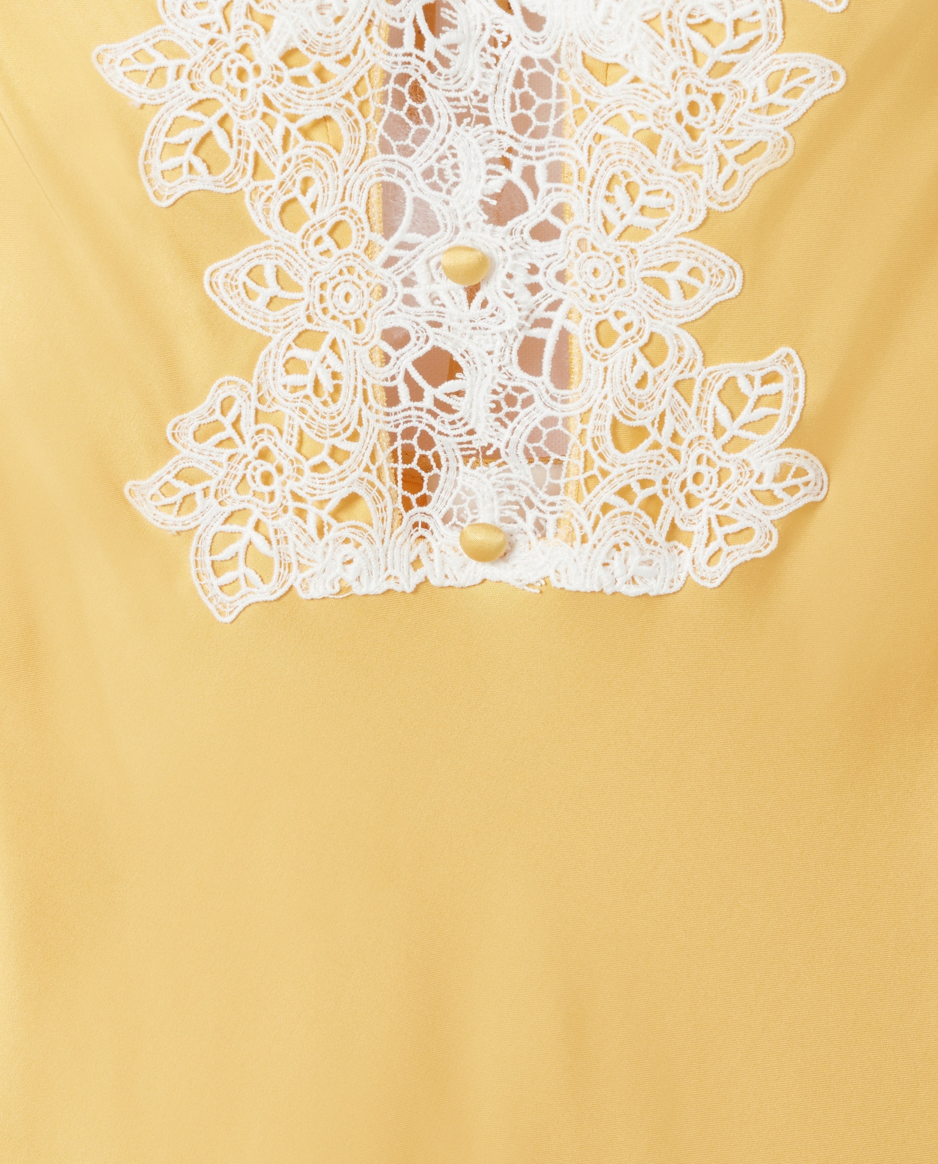 Vestido largo de satén con encaje - Claudie Pierlot - Amarillo Amarillo-7