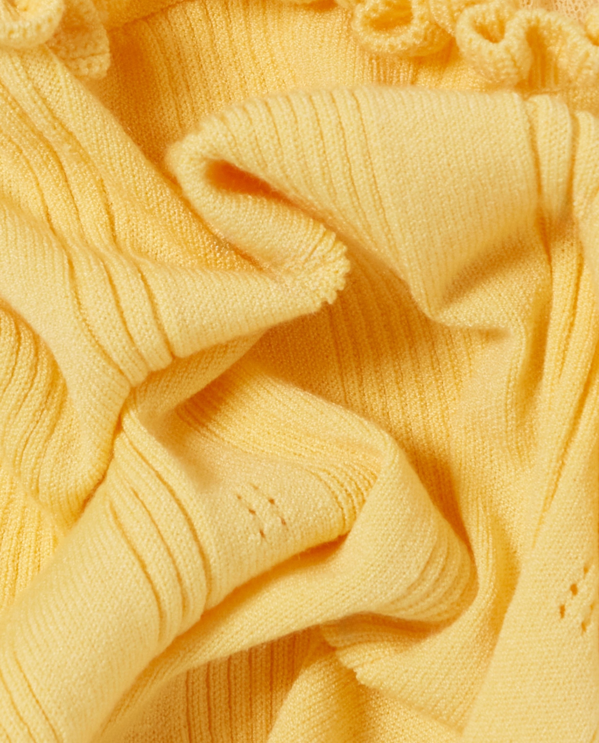 Top de punto de mujer con cuello v, volantes y calados - Claudie Pierlot - Amarillo Amarillo-7