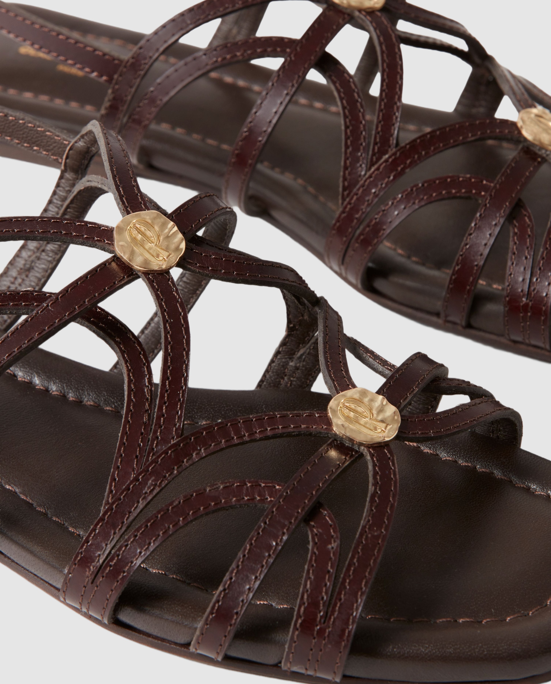 Sandalias de tiras de mujer de piel con medallones - Claudie Pierlot - Marrón oscuro Marrón oscuro-6