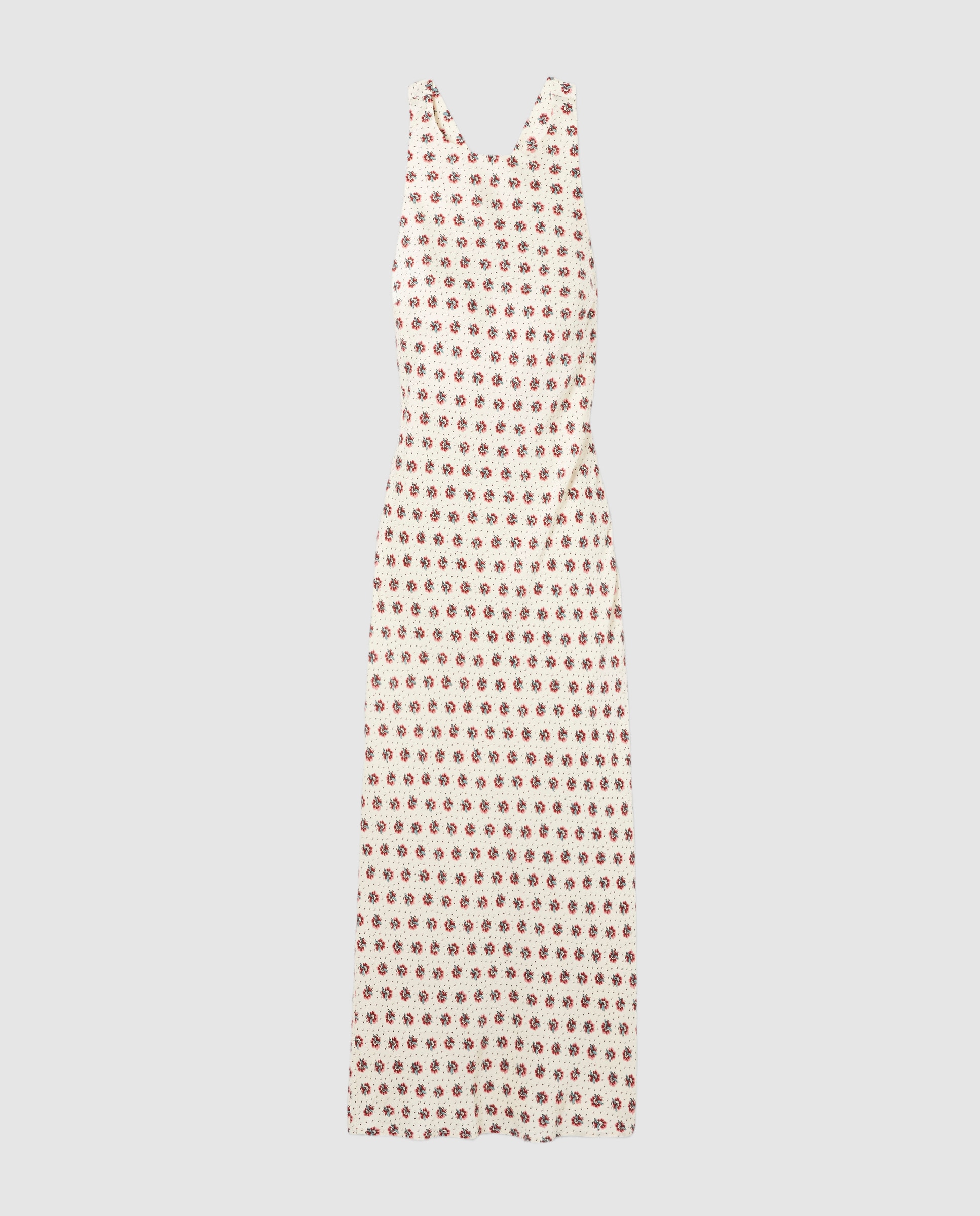 Vestido largo de satén estampado con espalda descubierta - Claudie Pierlot - Blanco Blanco-6