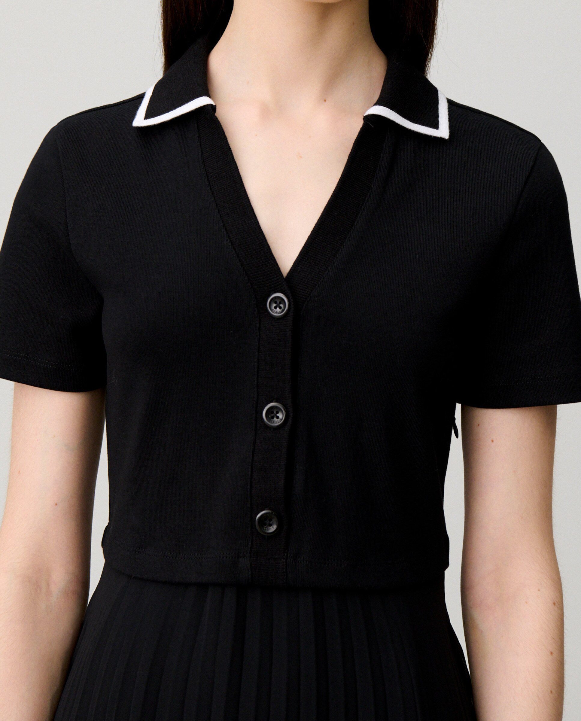 Vestido midi fluido bimaterial trampantojo - Claudie Pierlot - Negro Negro-3