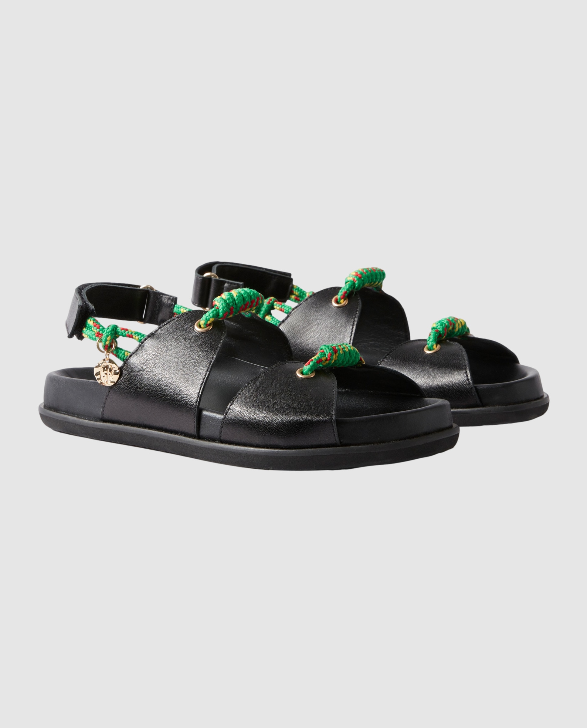 Sandalias con tiras de mujer de piel trenzadas planas - Claudie Pierlot - Negro Negro-5
