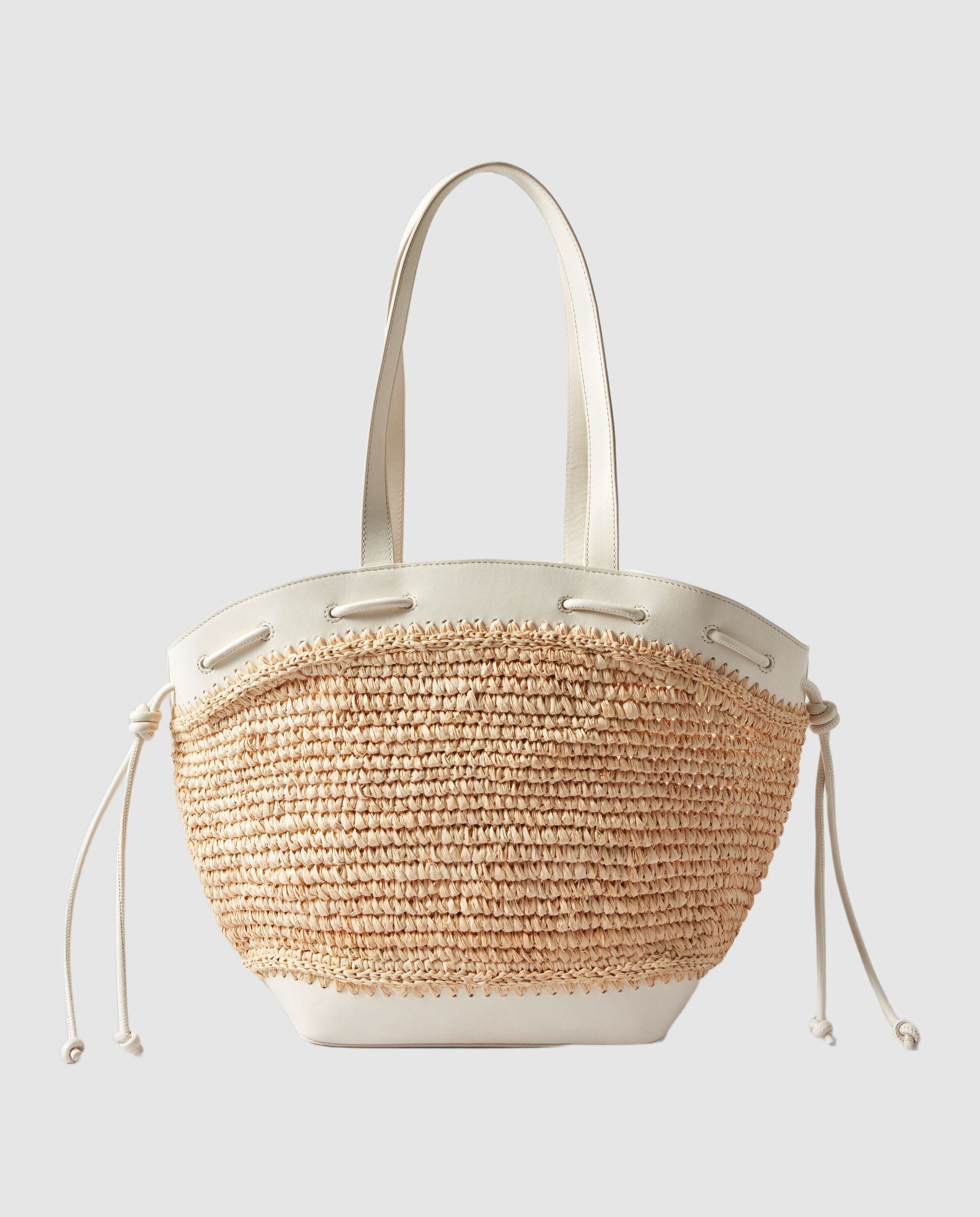 Cesta de mujer de rafia y cuero - Claudie Pierlot - Blanco Blanco-5