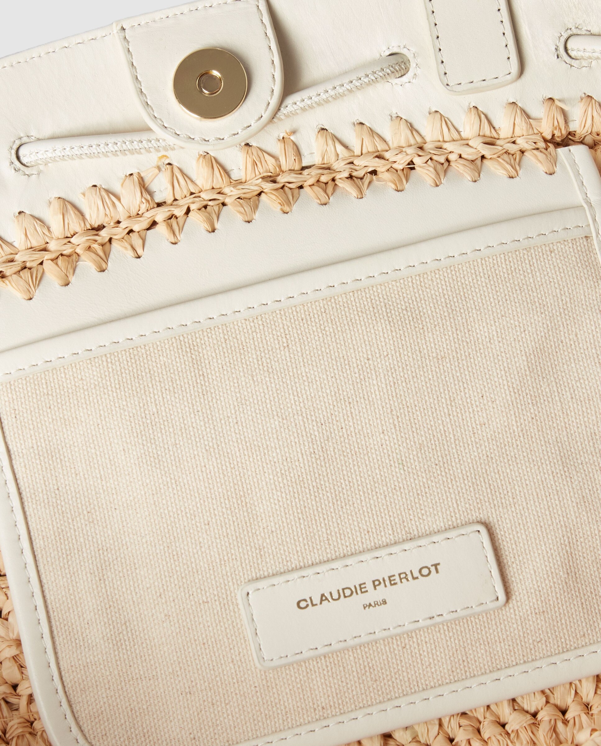 Cesta de mujer de rafia y cuero - Claudie Pierlot - Blanco Blanco-7
