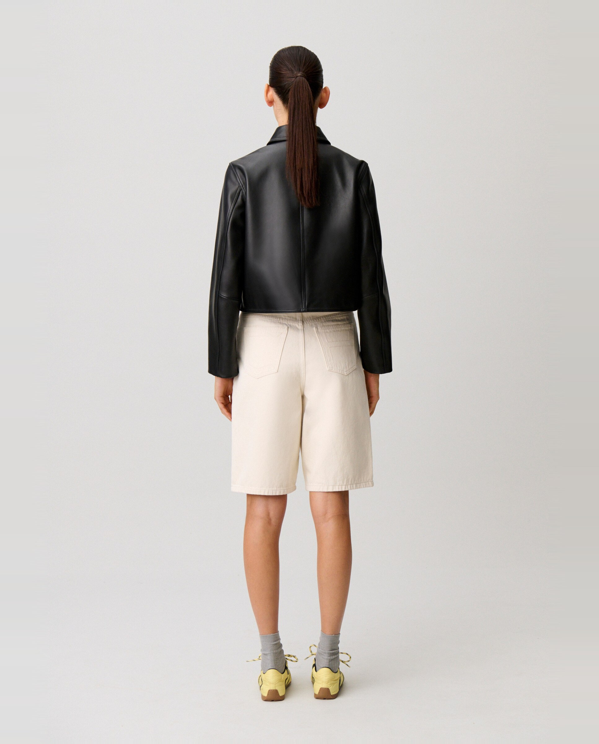 Cazadora de mujer recta de cuero - Claudie Pierlot - Negro Negro-2