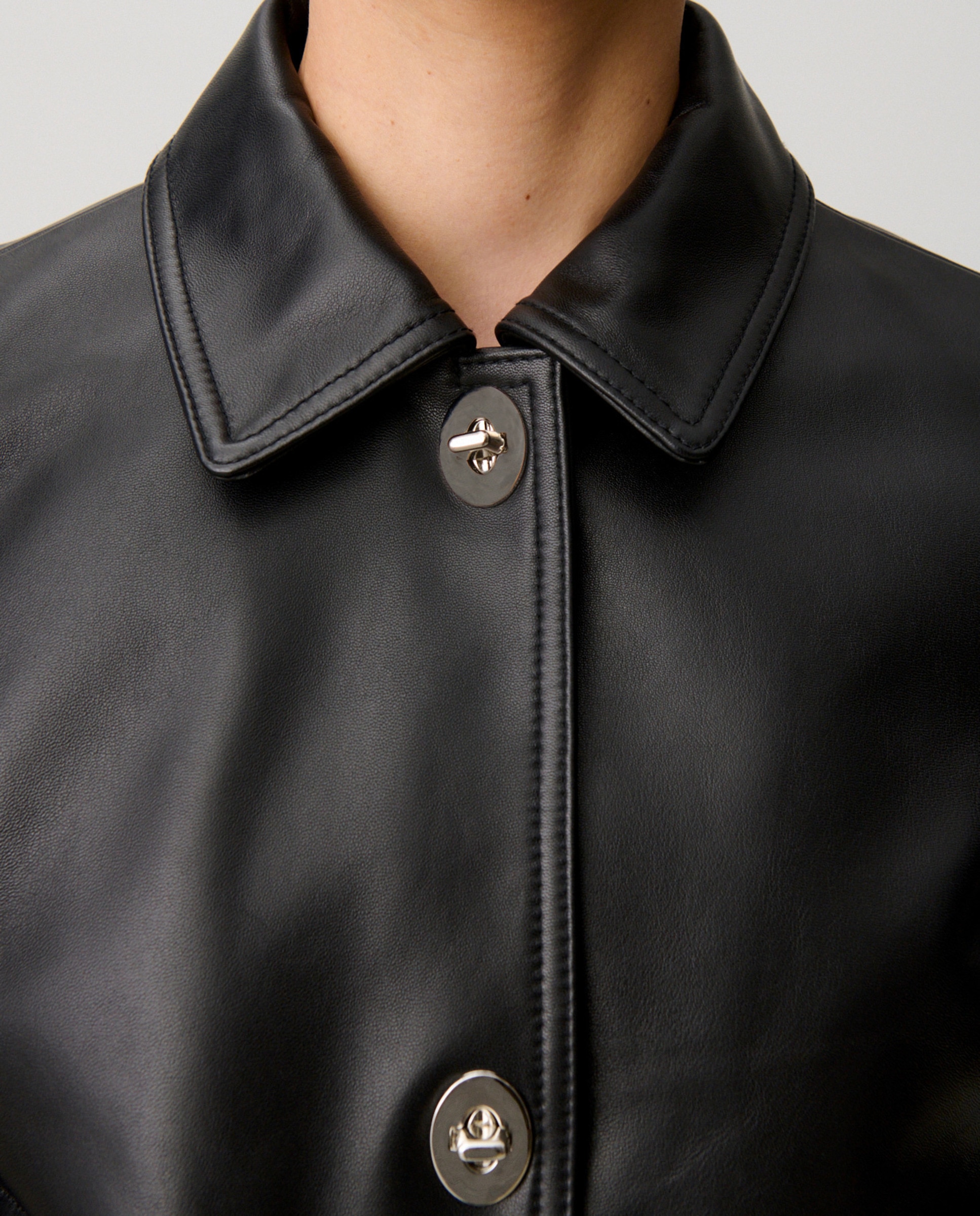 Cazadora de mujer recta de cuero - Claudie Pierlot - Negro Negro-5