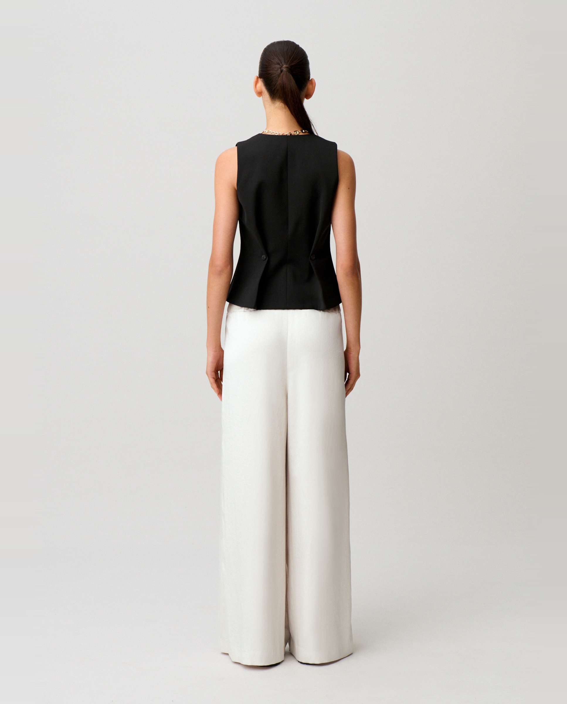 Pantalones anchos de mujer fluidos satinados - Claudie Pierlot - Blanco Blanco-3