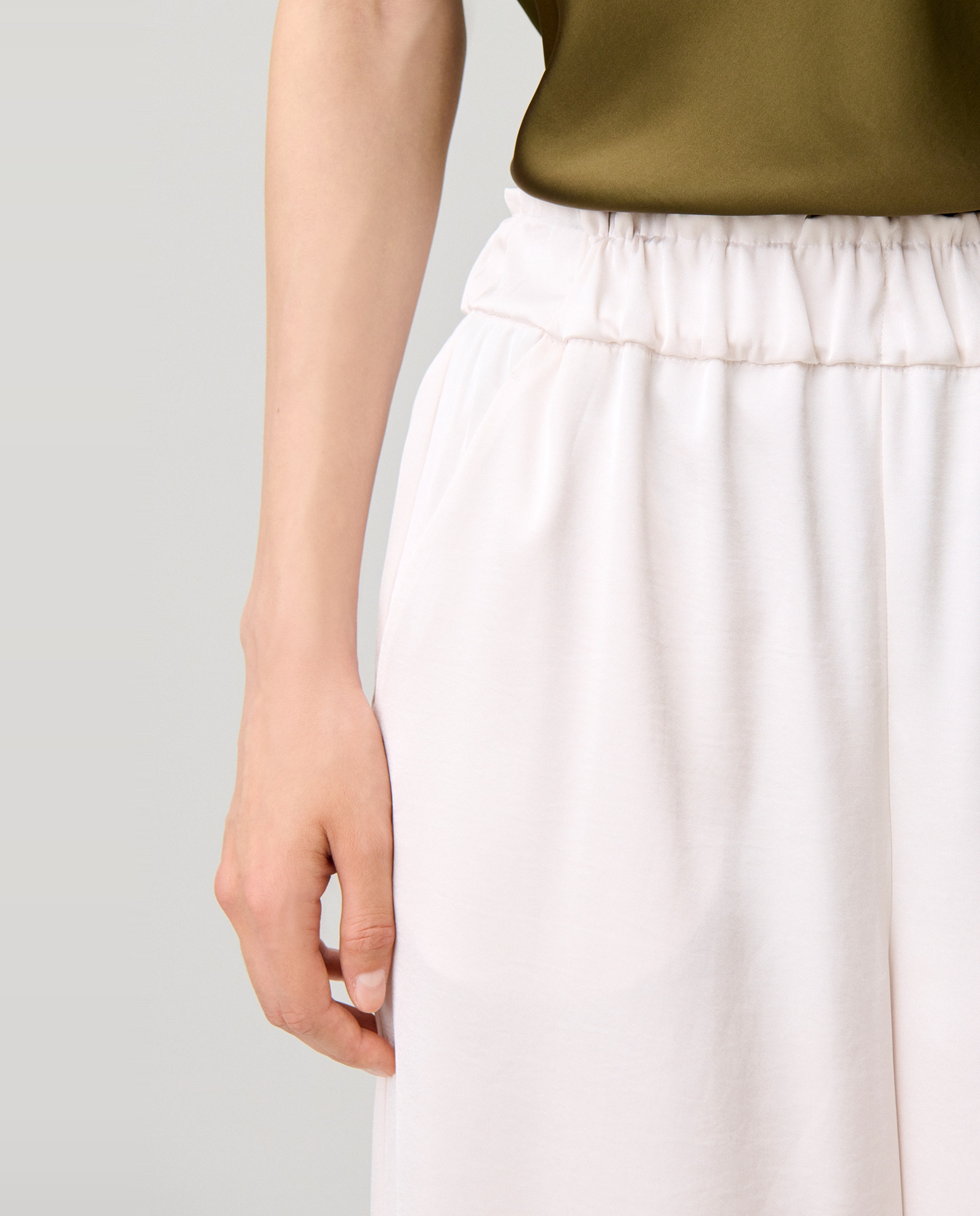 Pantalones anchos de mujer fluidos satinados - Claudie Pierlot - Blanco Blanco-5