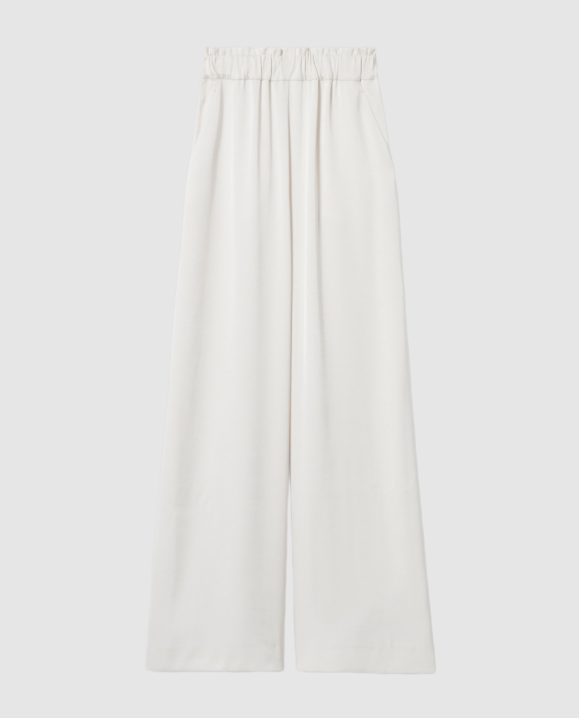 Pantalones anchos de mujer fluidos satinados - Claudie Pierlot - Blanco Blanco-6