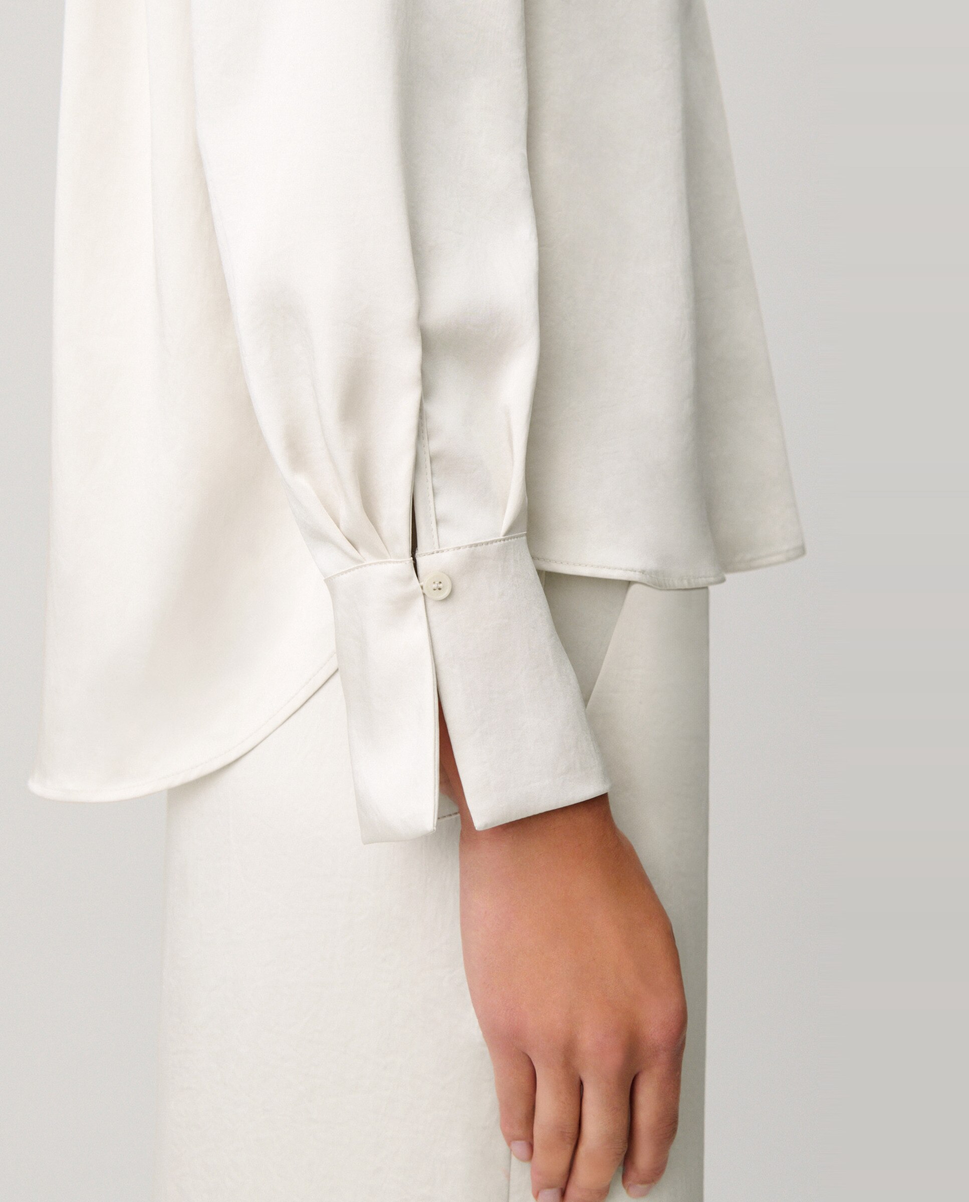 Blusa de mujer fluida con cuello abierto y solapas - Claudie Pierlot - Blanco Blanco-6