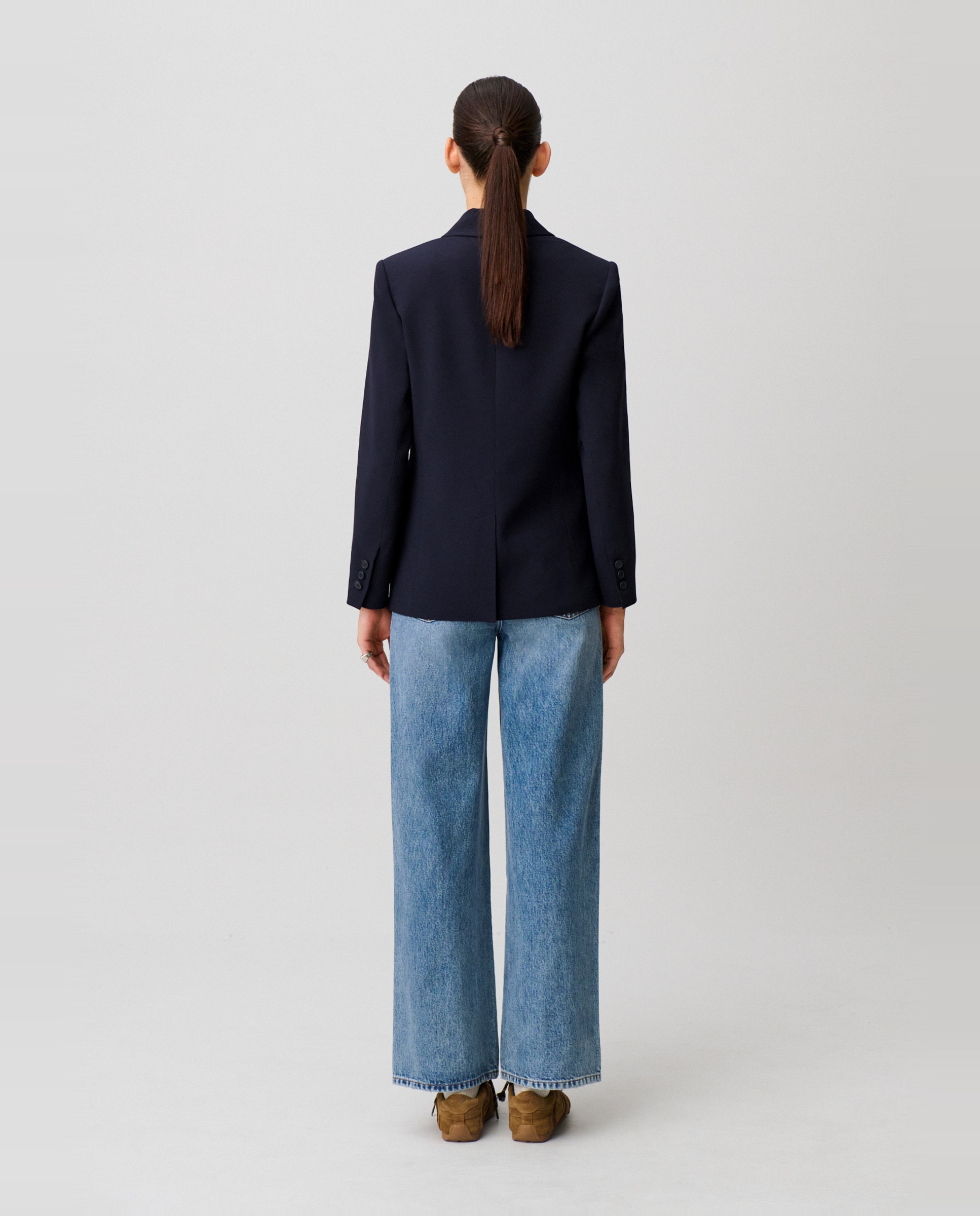 Americana de mujer clásica de sastre cruzada - Claudie Pierlot - Azul marino Azul marino-2
