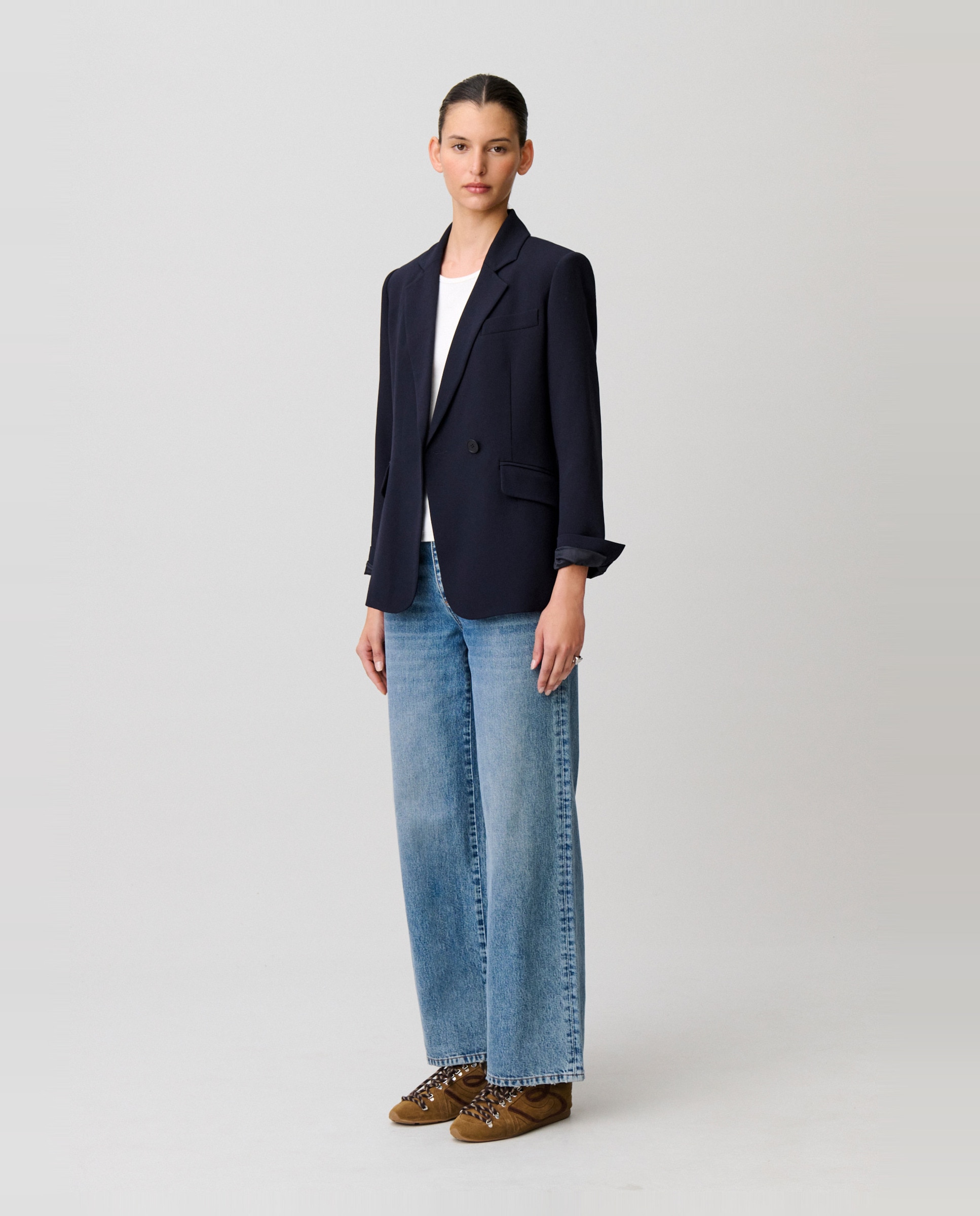 Americana de mujer clásica de sastre cruzada - Claudie Pierlot - Azul marino Azul marino-3