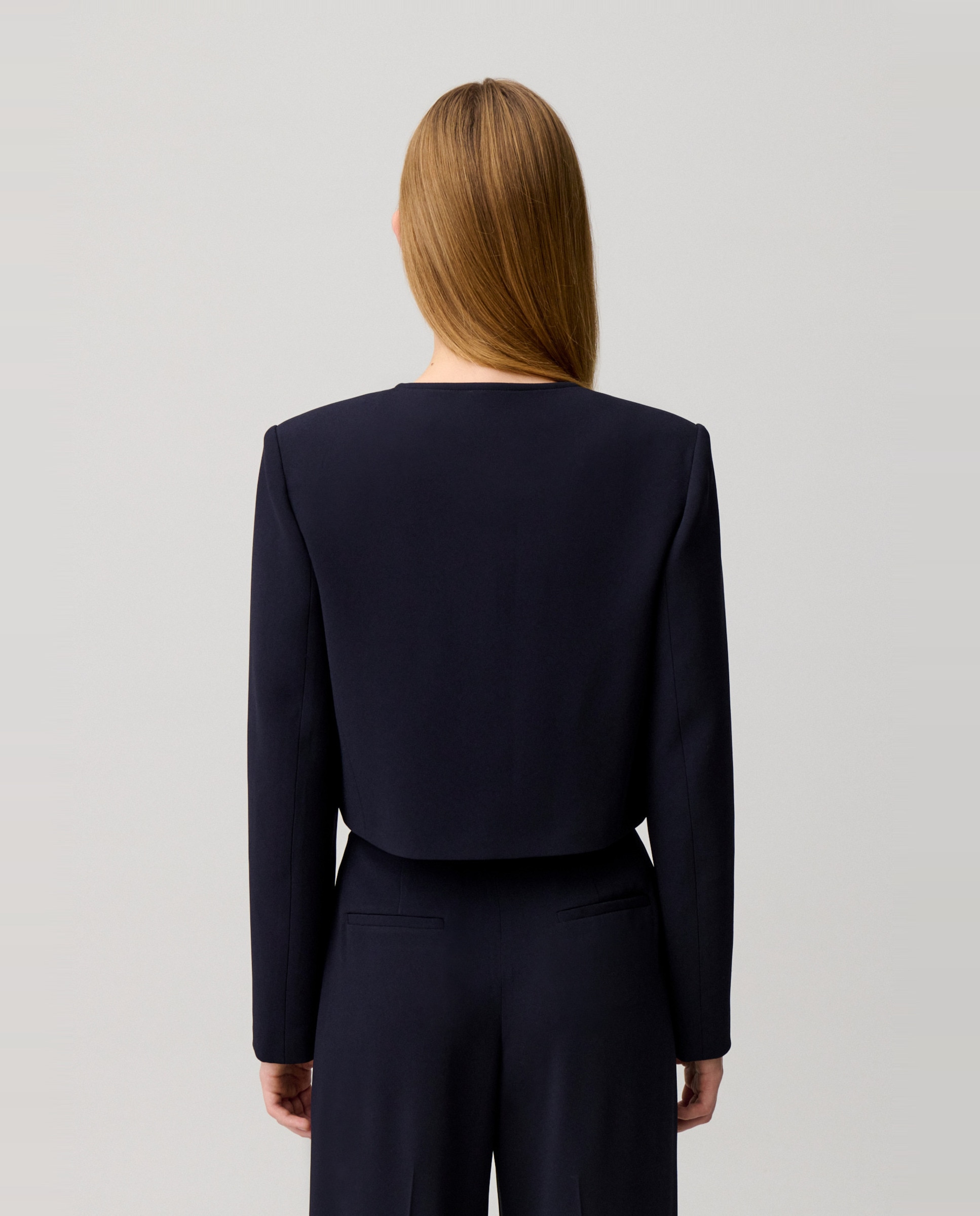 Chaqueta de mujer con cuello redondo y tapeta de botones - Claudie Pierlot - Azul marino Azul marino-2