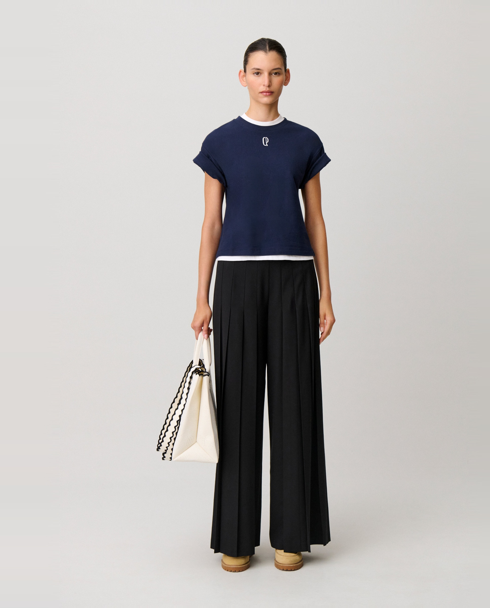 Claudie Pierlot - Pantalón ancho de mujer plisado.