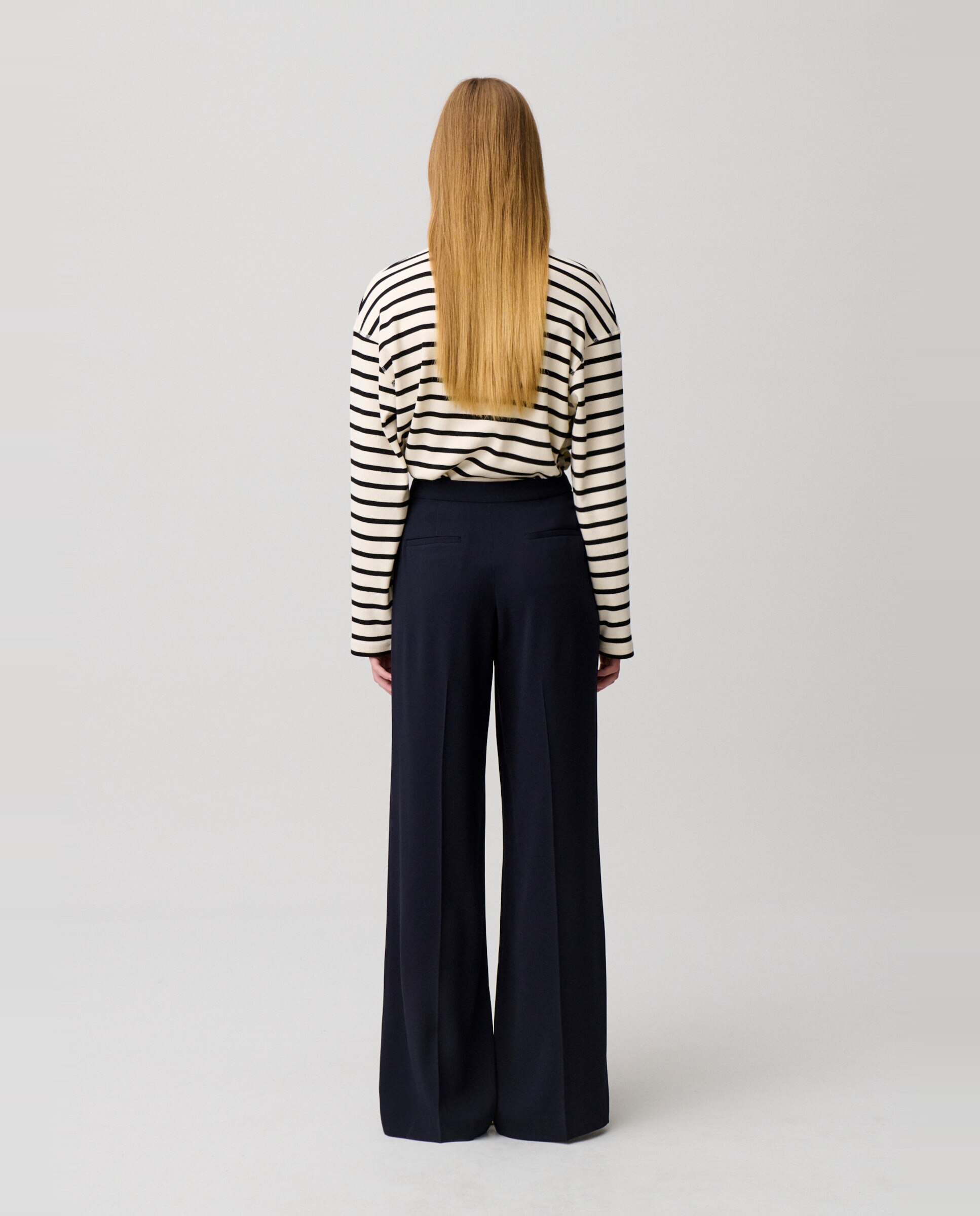 Pantalones anchos de mujer estilo puente con pliegues - Claudie Pierlot - Azul marino Azul marino-3