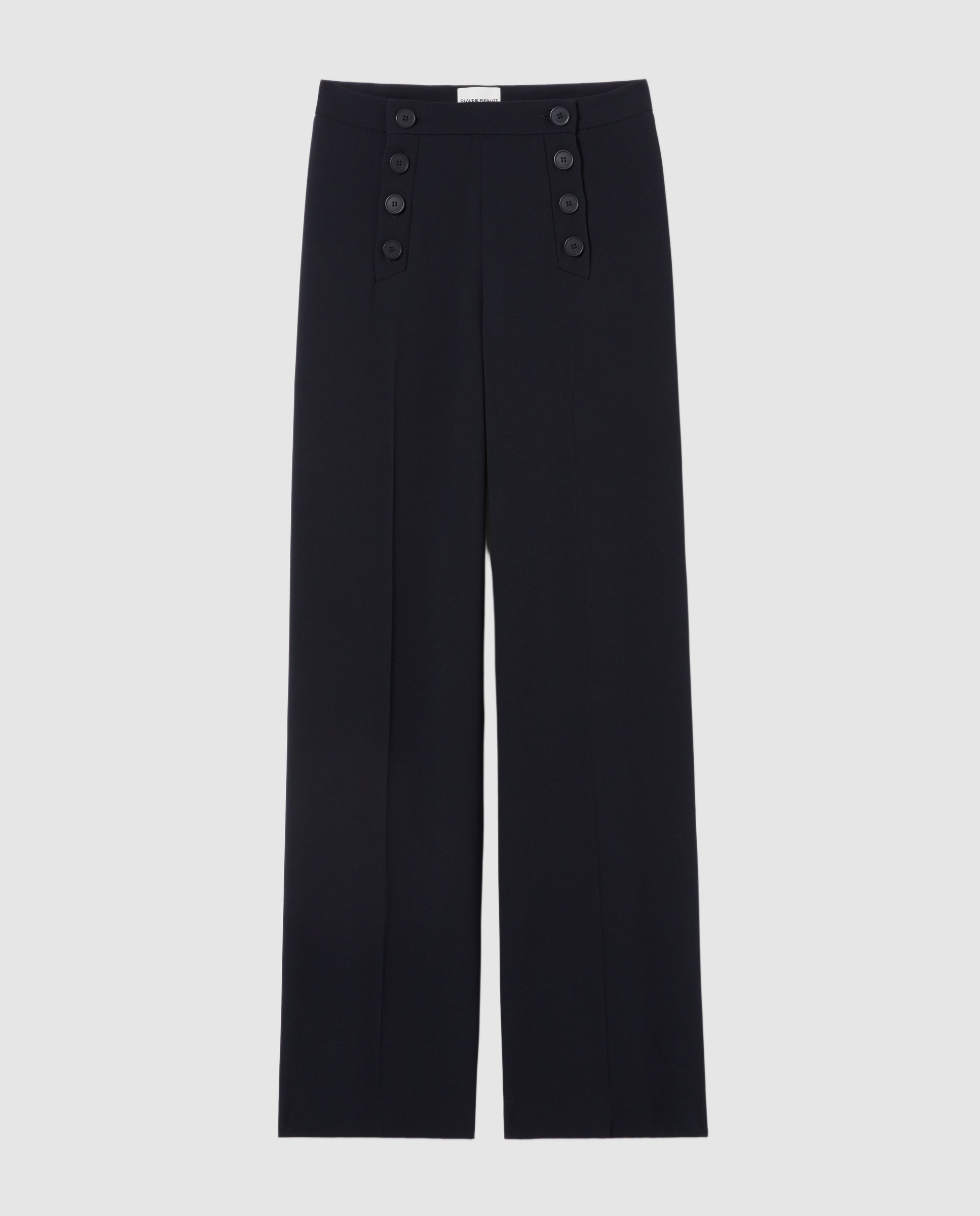 Pantalones anchos de mujer estilo puente con pliegues - Claudie Pierlot - Azul marino Azul marino-6
