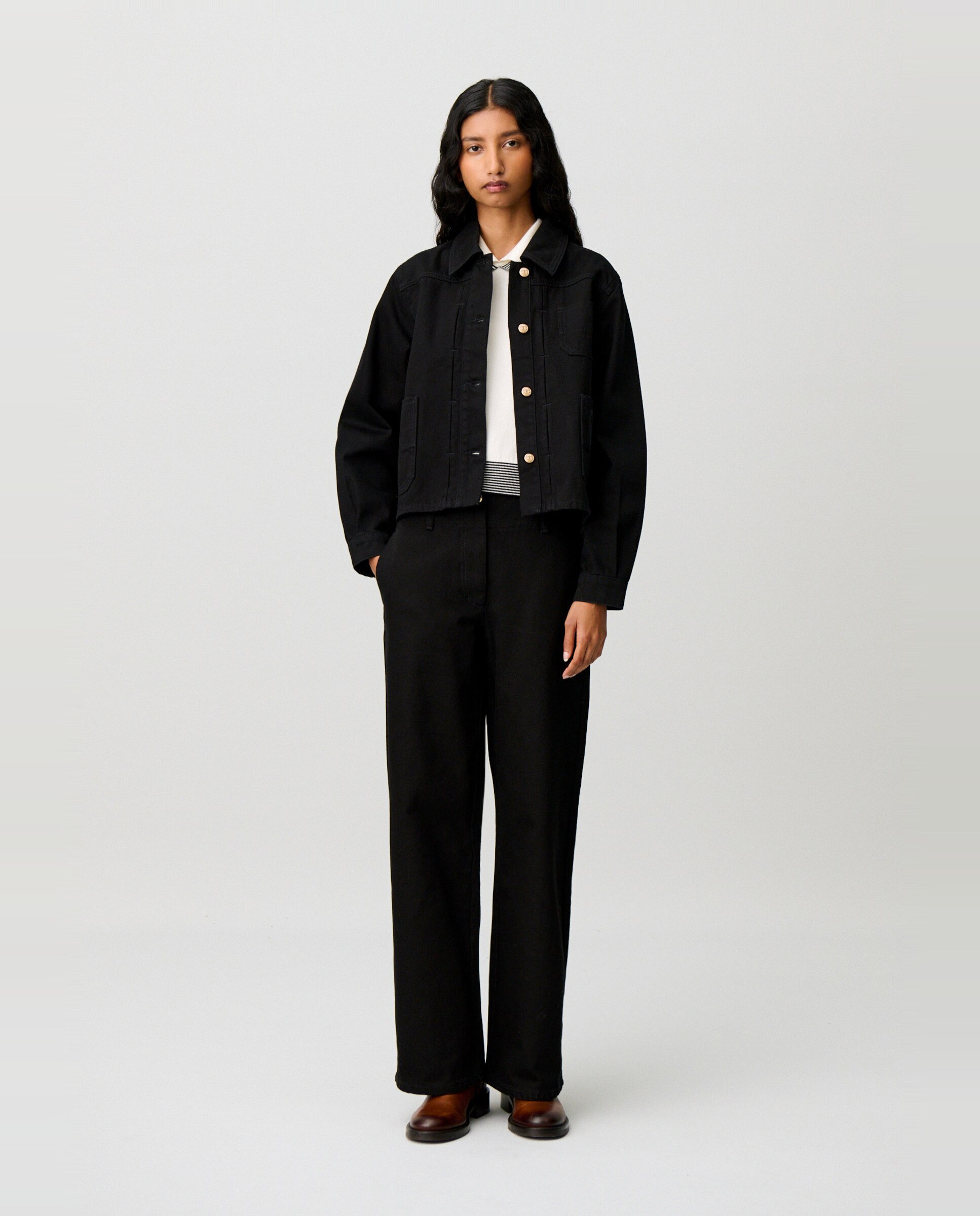 Cazadora vaquera de mujer worker con bordado - Claudie Pierlot - Negro Negro-4