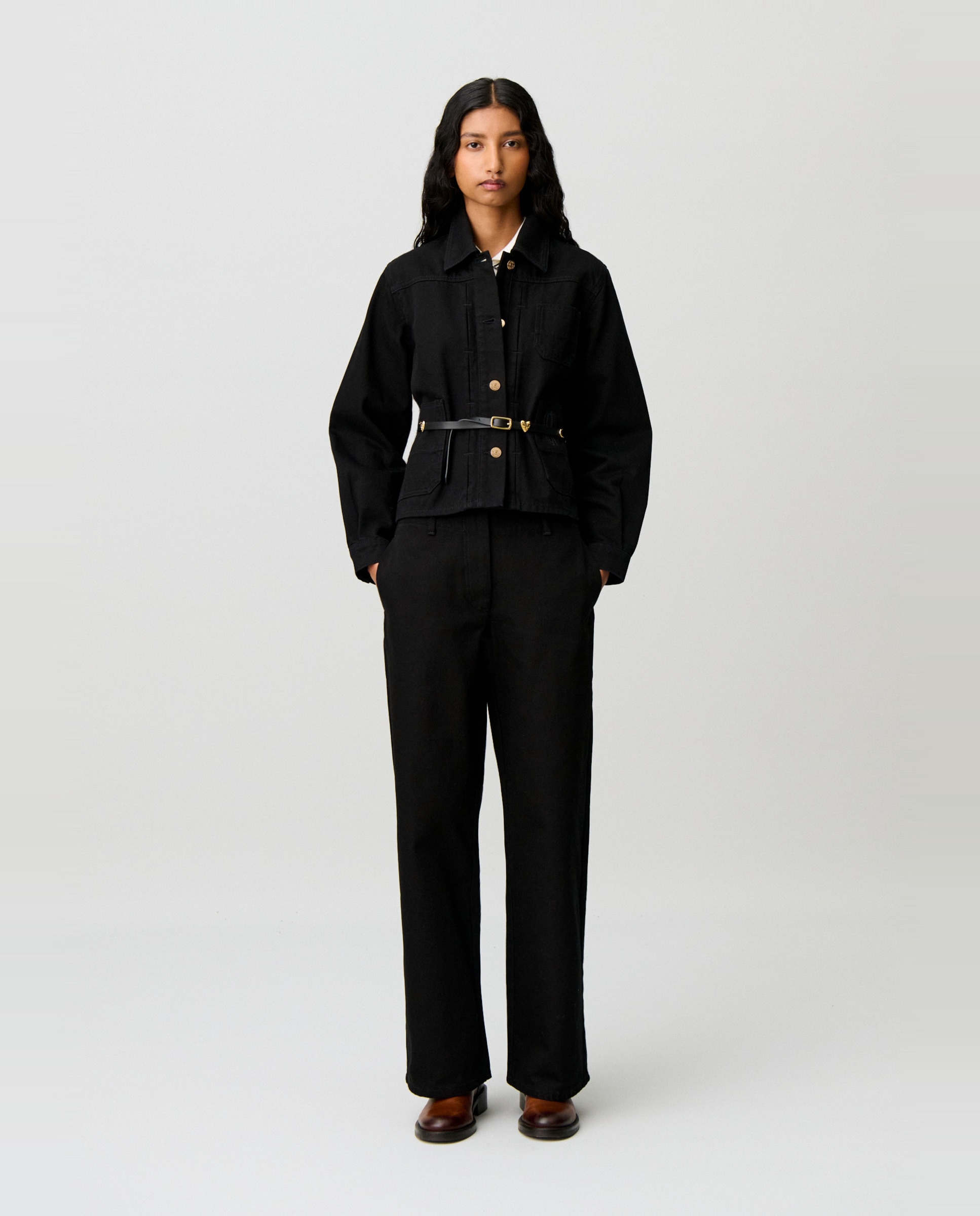 Cazadora vaquera de mujer worker con bordado - Claudie Pierlot - Negro Negro-5
