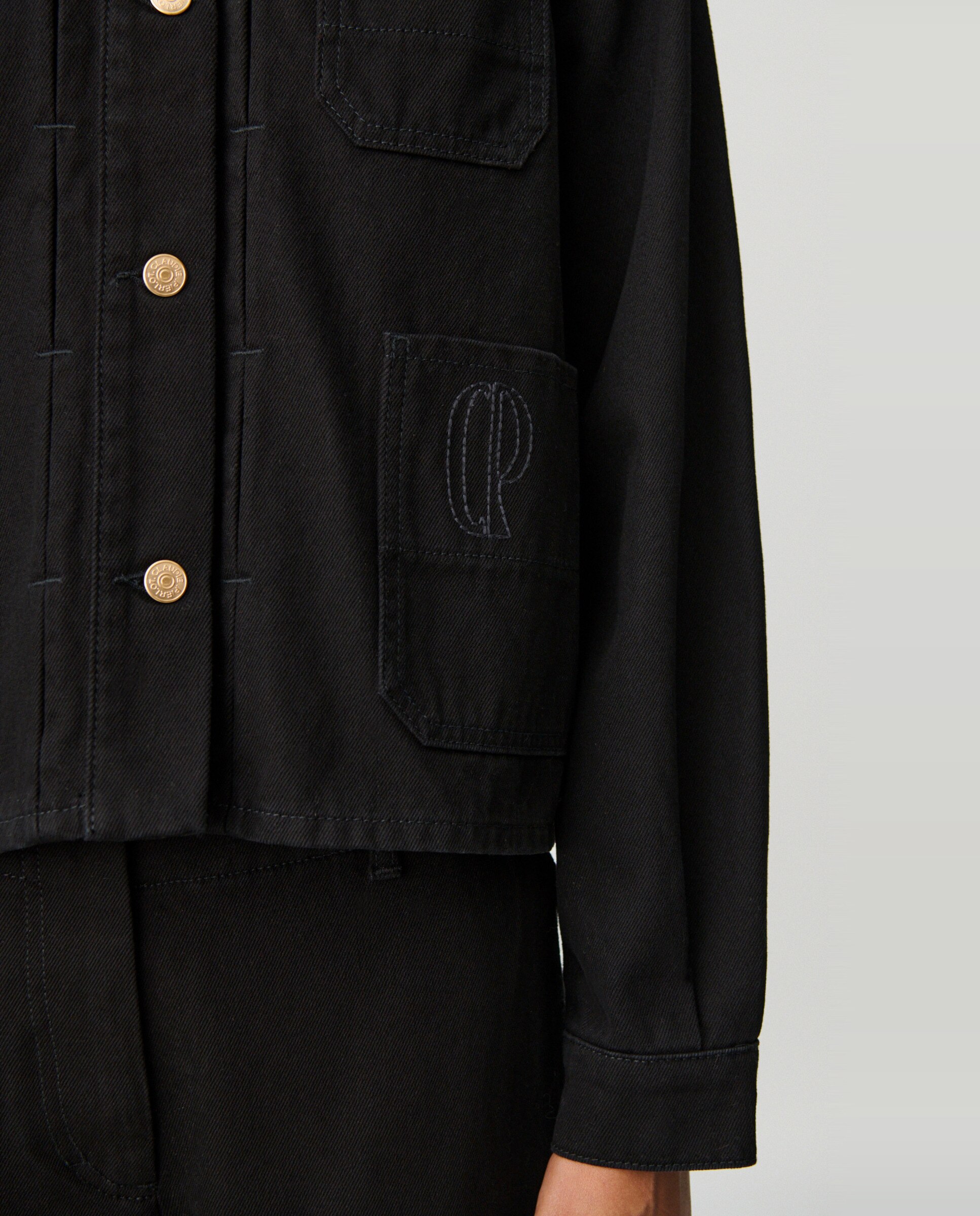Cazadora vaquera de mujer worker con bordado - Claudie Pierlot - Negro Negro-6