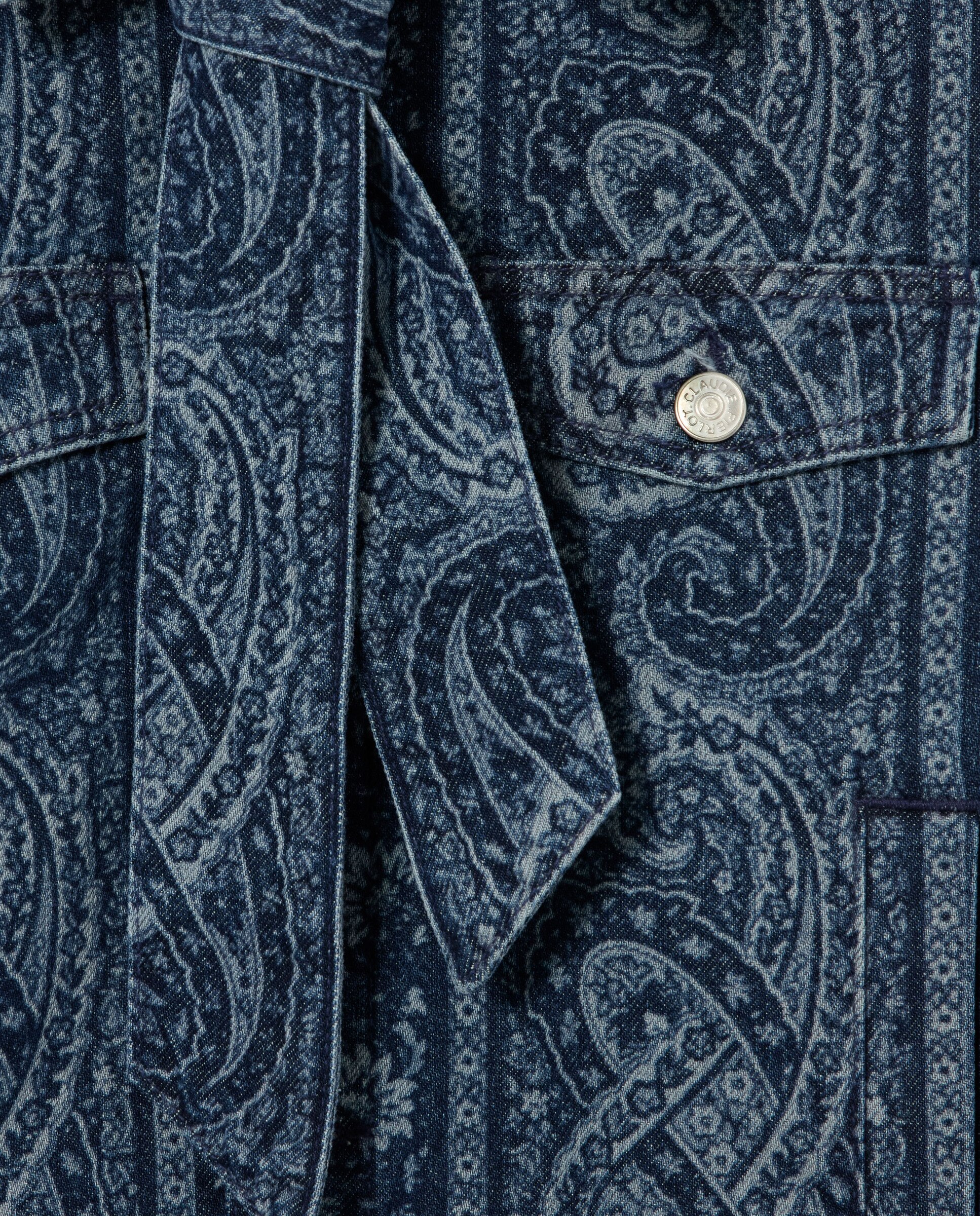 Cazadora de mujer denim estampada con cuello camisero y lazo - Claudie Pierlot - Marino Marino-7