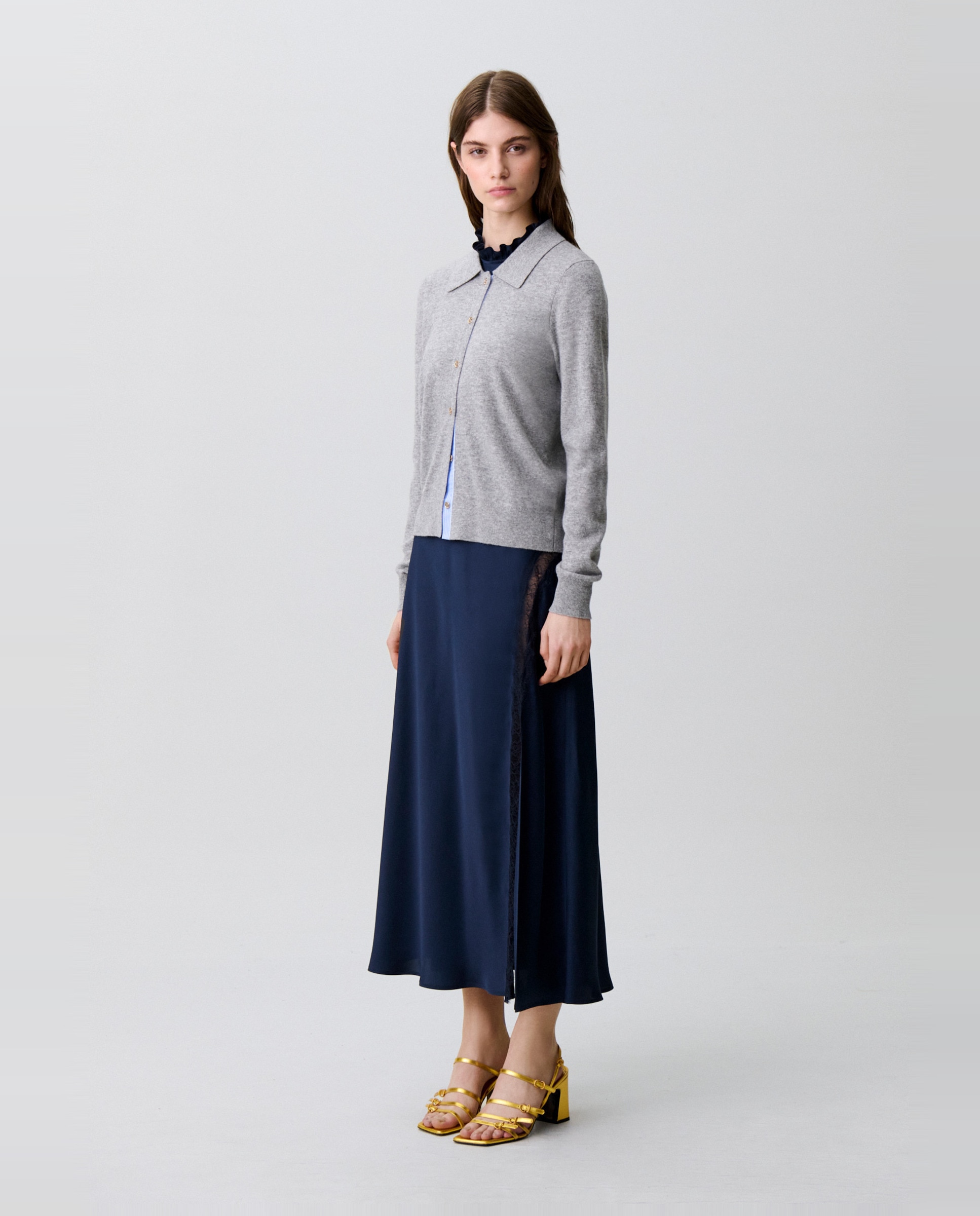 Cárdigan de punto de mujer ajustado de manga larga - Claudie Pierlot - Gris Gris-3