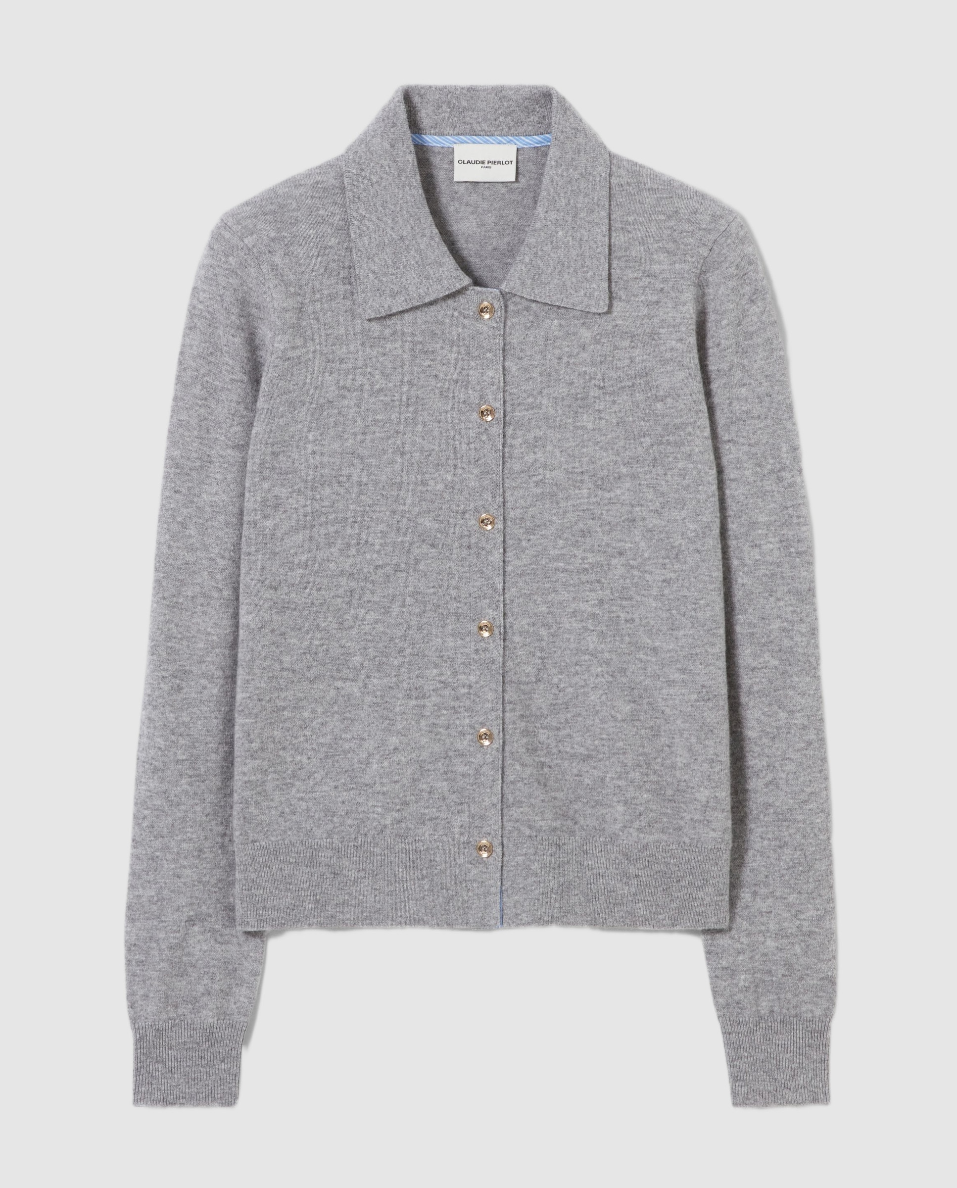 Cárdigan de punto de mujer ajustado de manga larga - Claudie Pierlot - Gris Gris-6